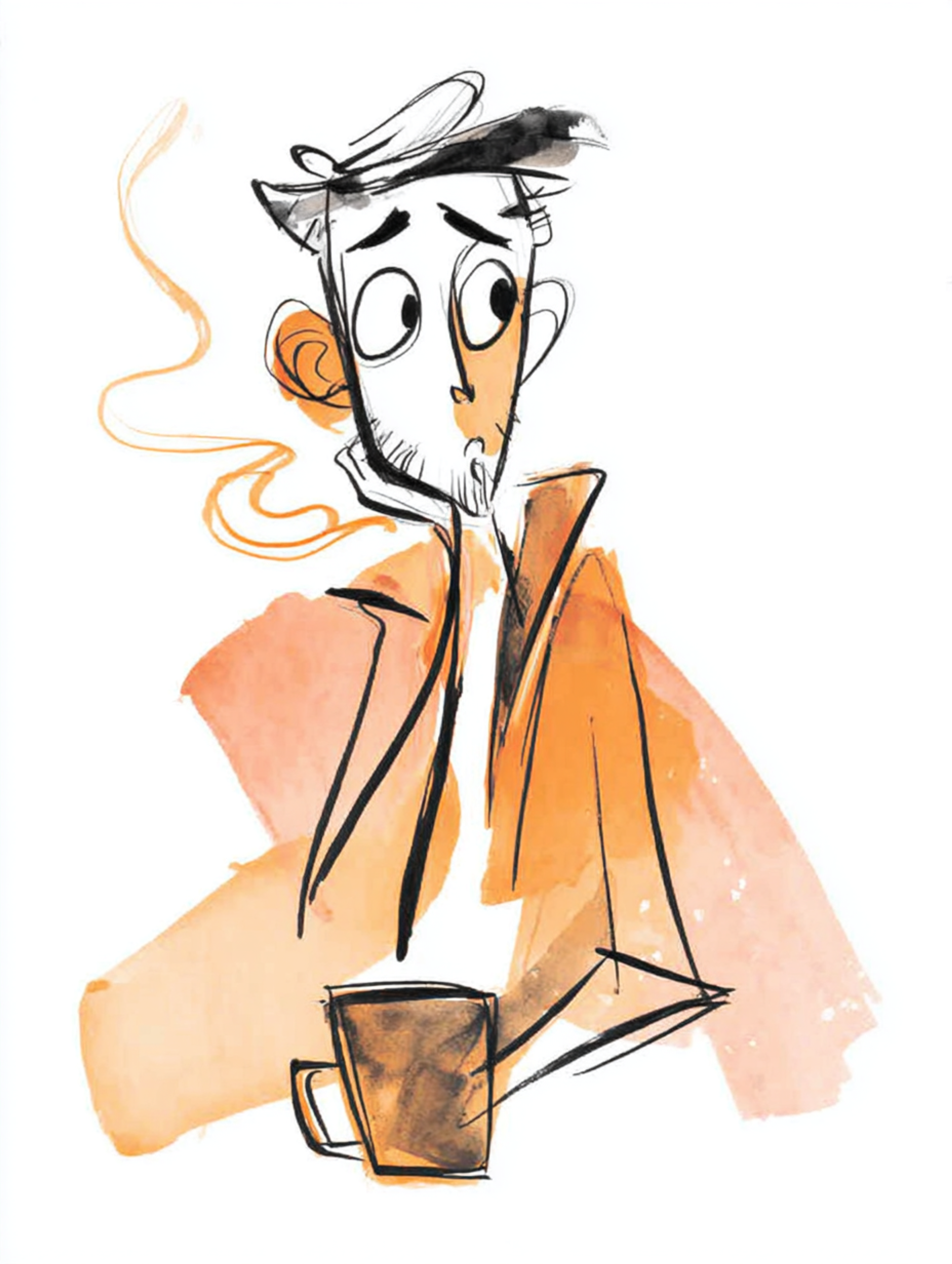 Loose Watercolor Sketch Coffee Illustration
