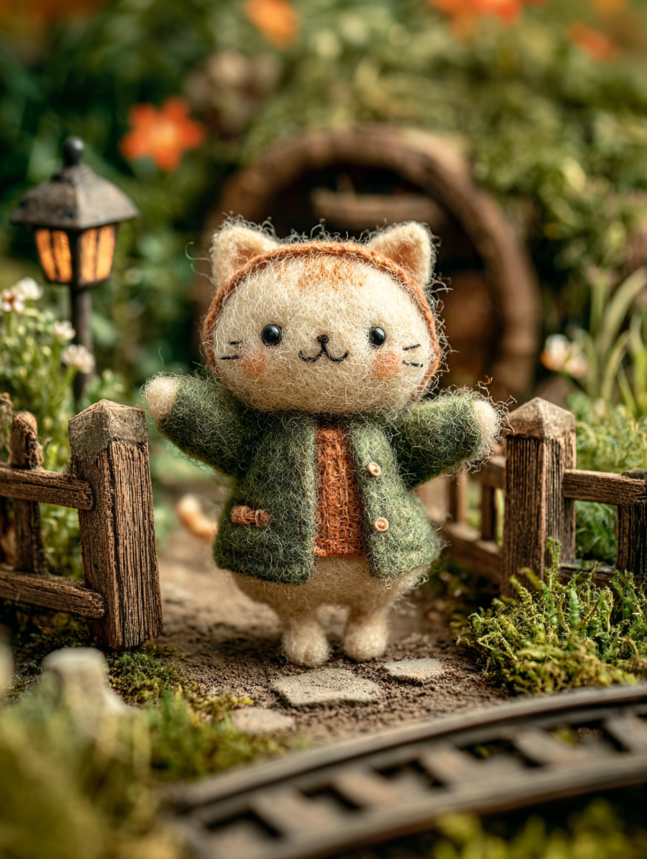Handcrafted Wool Baby Kitten Character Alternate