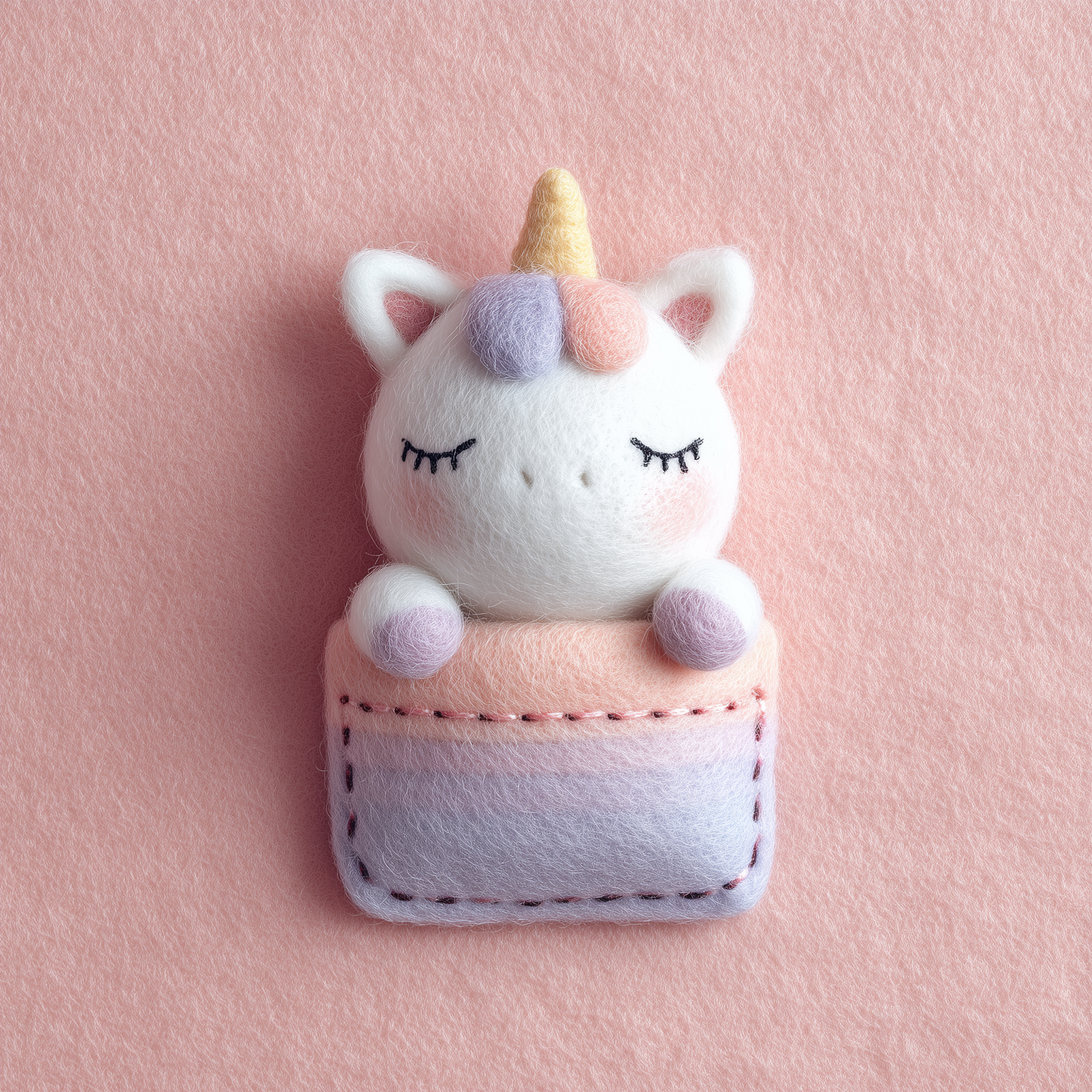 Tiny Sleeping Plush Unicorn Felt Pocket
