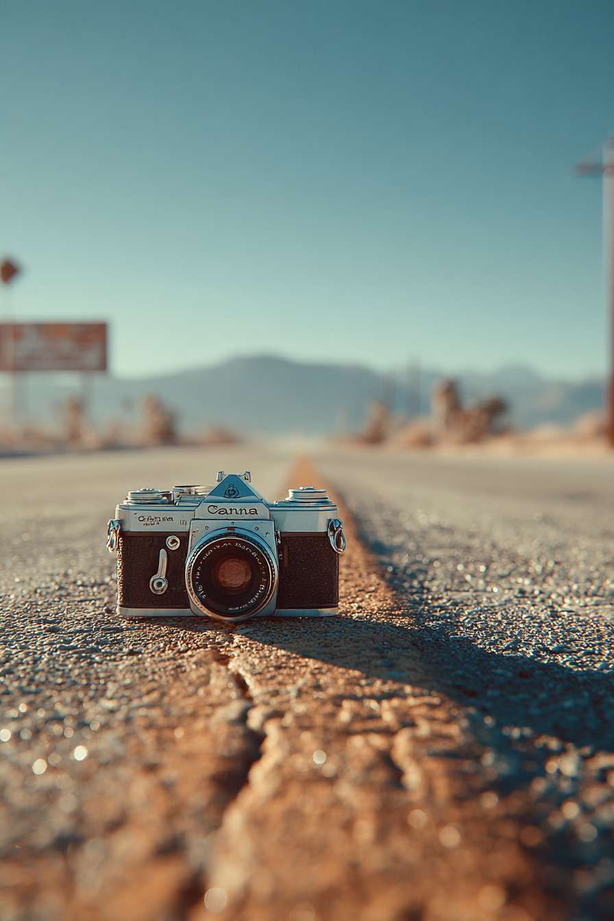 Harsh Sun Vintage Film Camera Road Photo