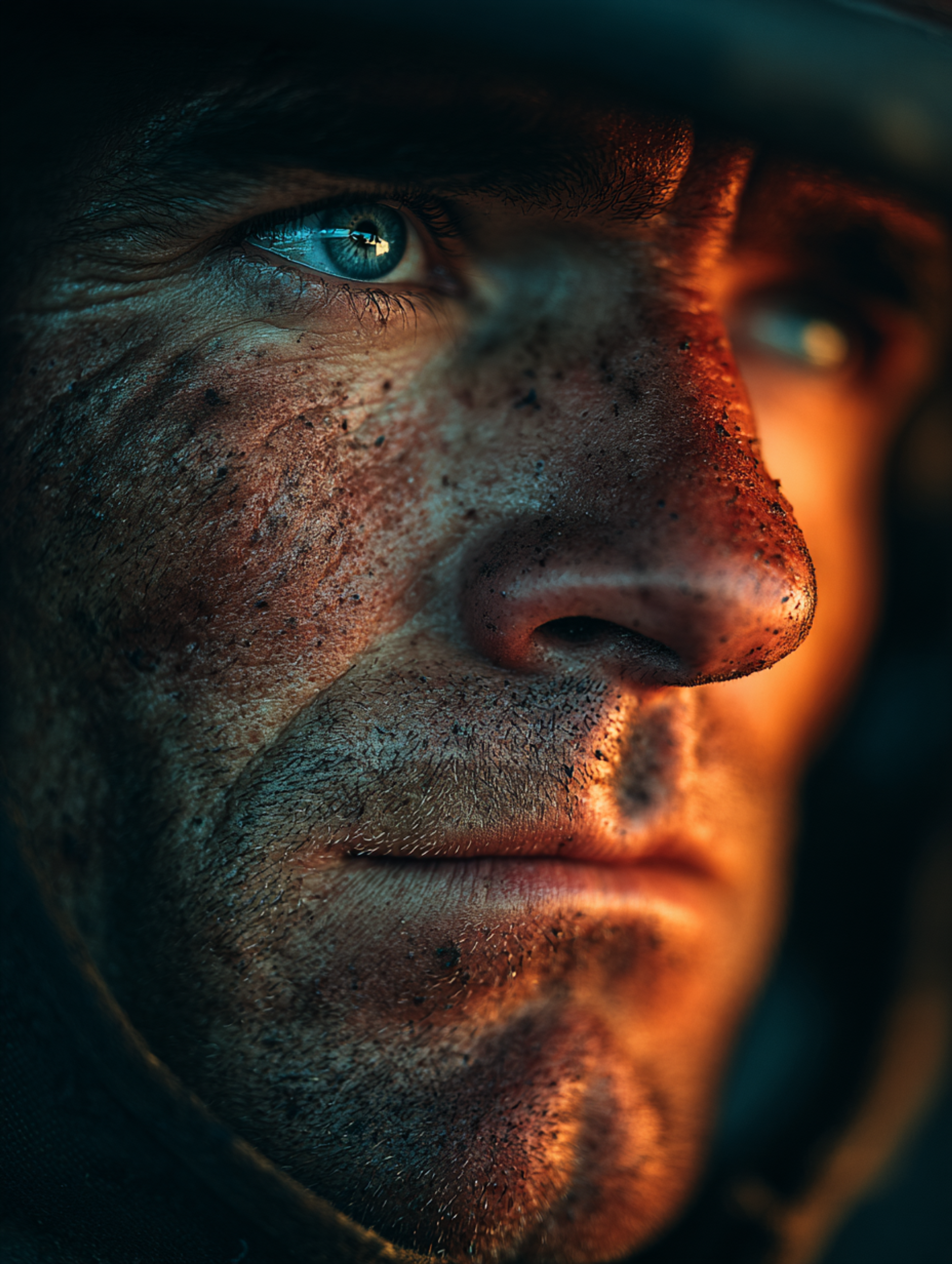 Moody Cinematic Weary Firefighter Portrait
