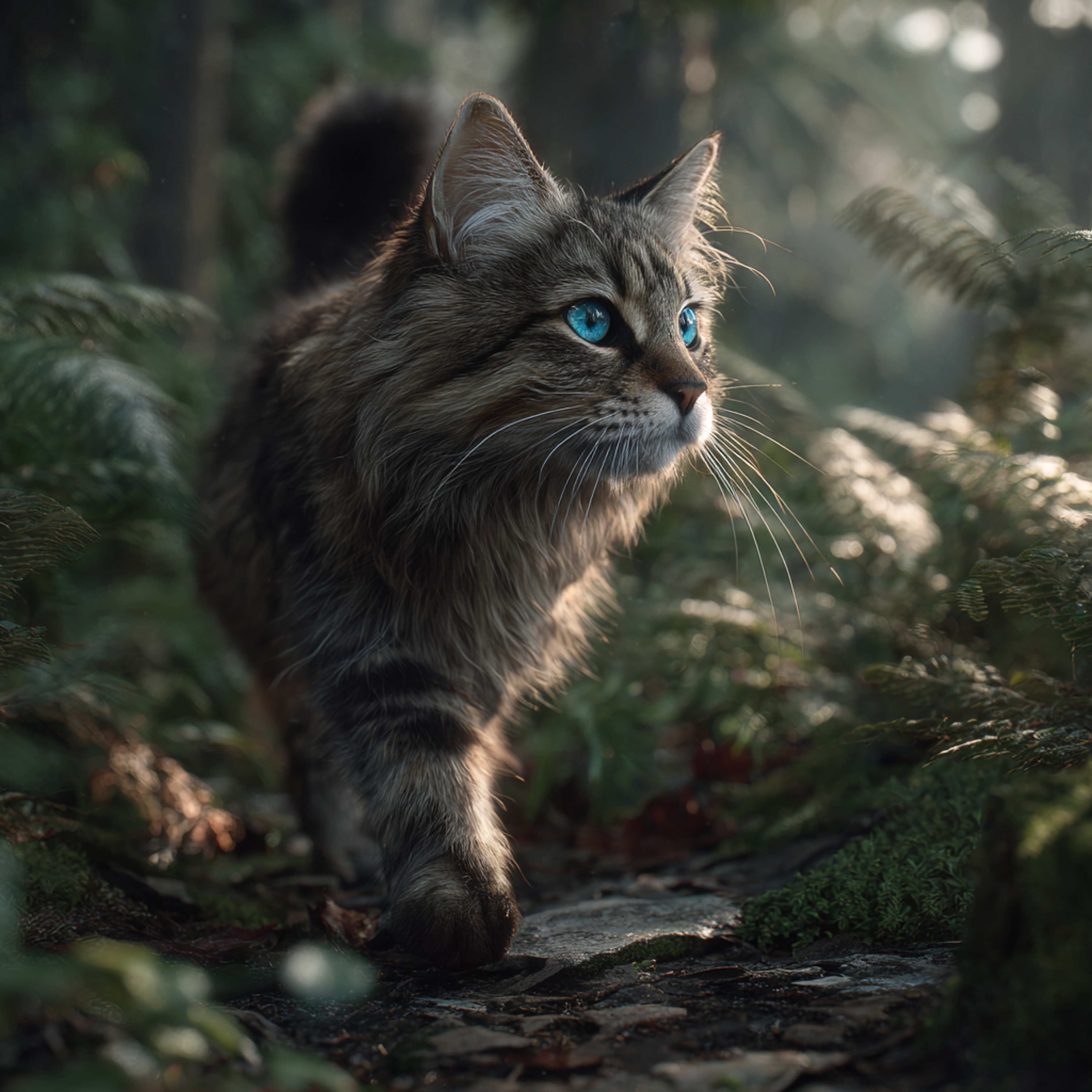 Superb Cat with Blue Eyes Walking Photo