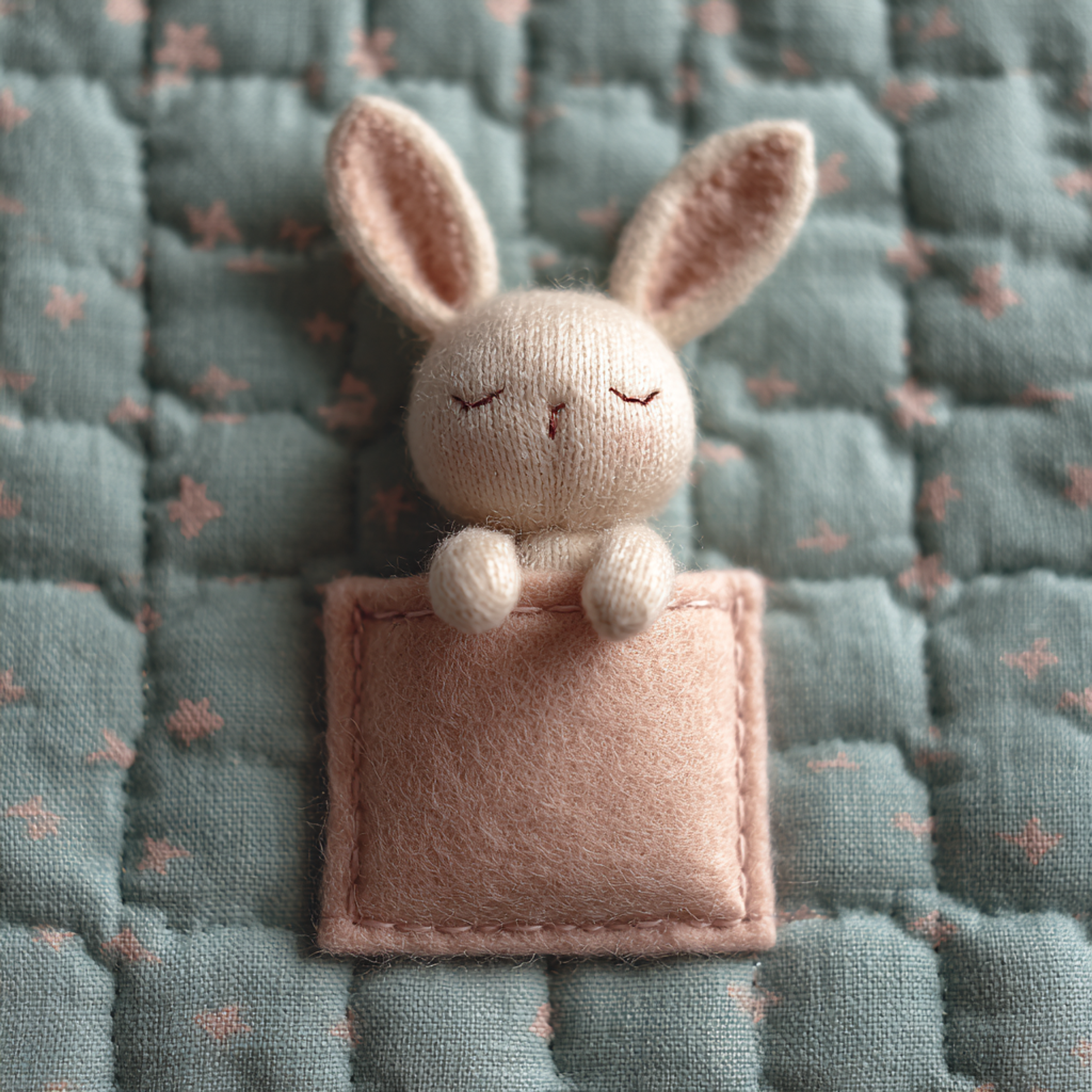 Tiny Sleeping Plush Bunny Front View Plush Toy
