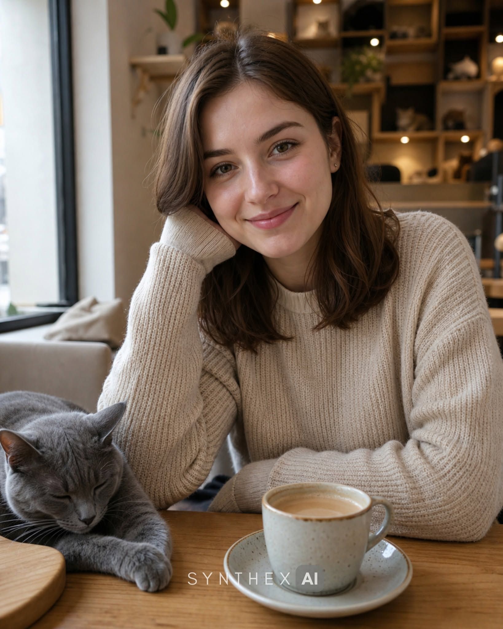 Generate Cat Cafe Lifestyle Portraits