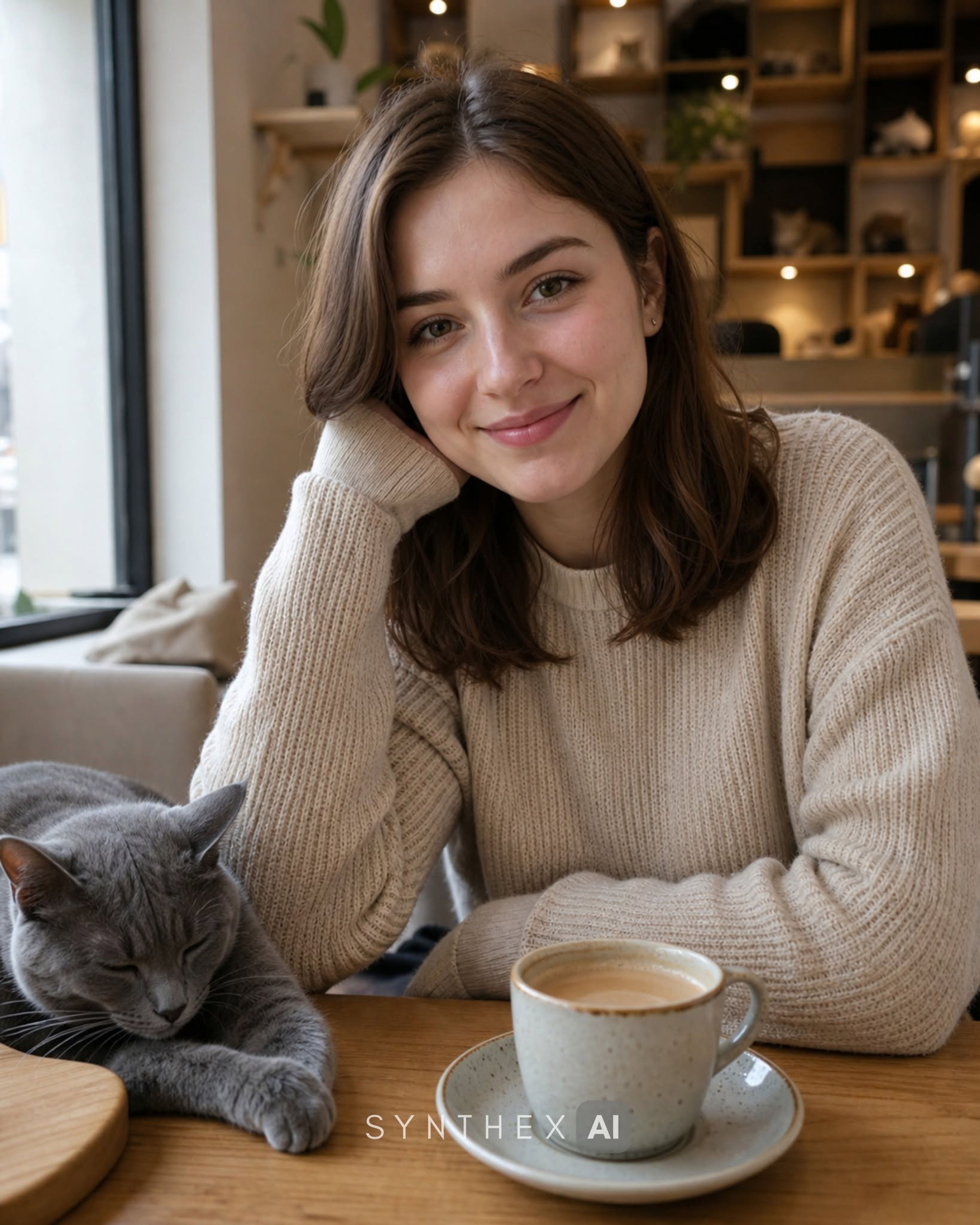 Generate Cat Cafe Lifestyle Portraits