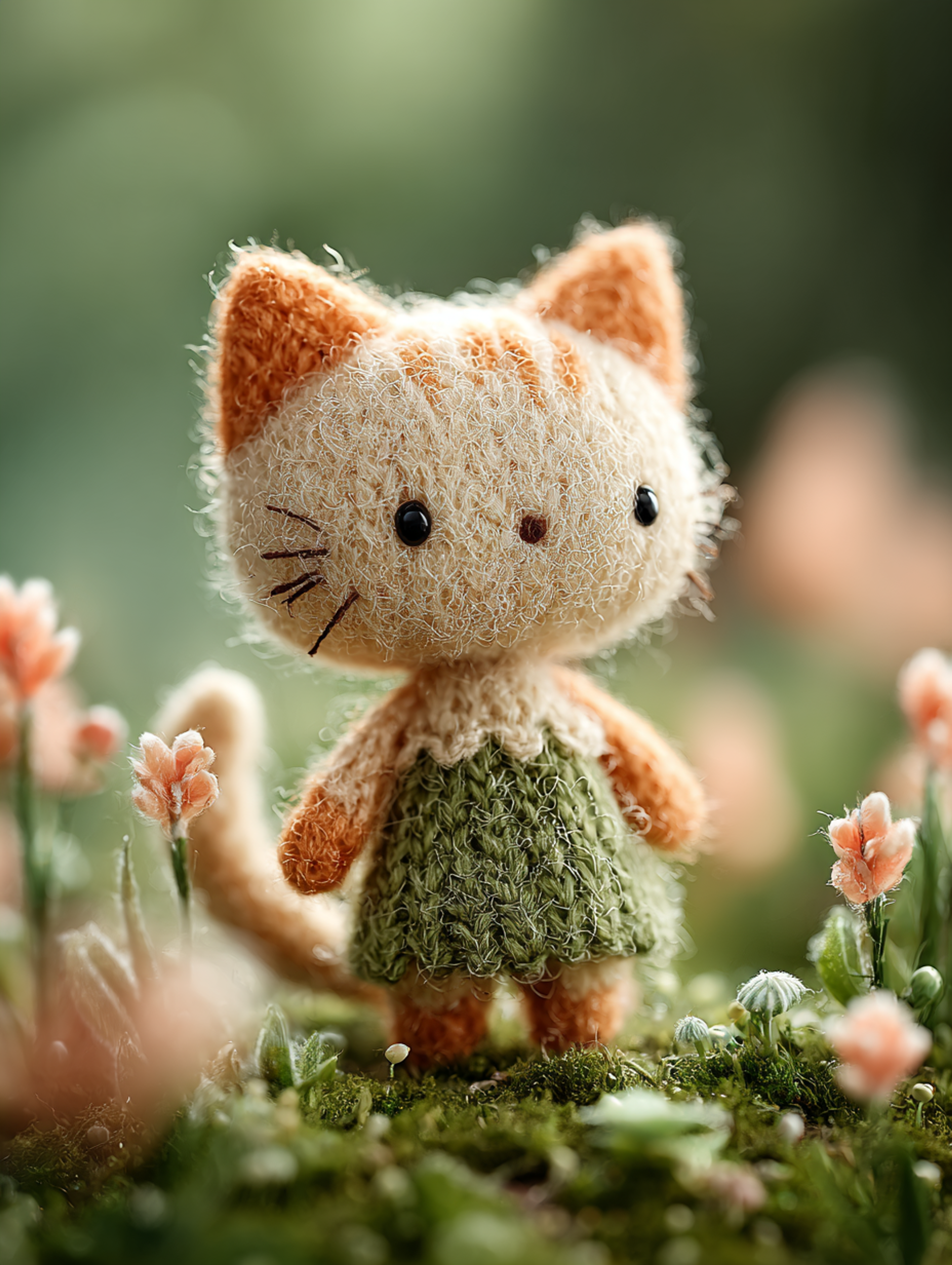 Felt Kitten Meadow Close-Up Second