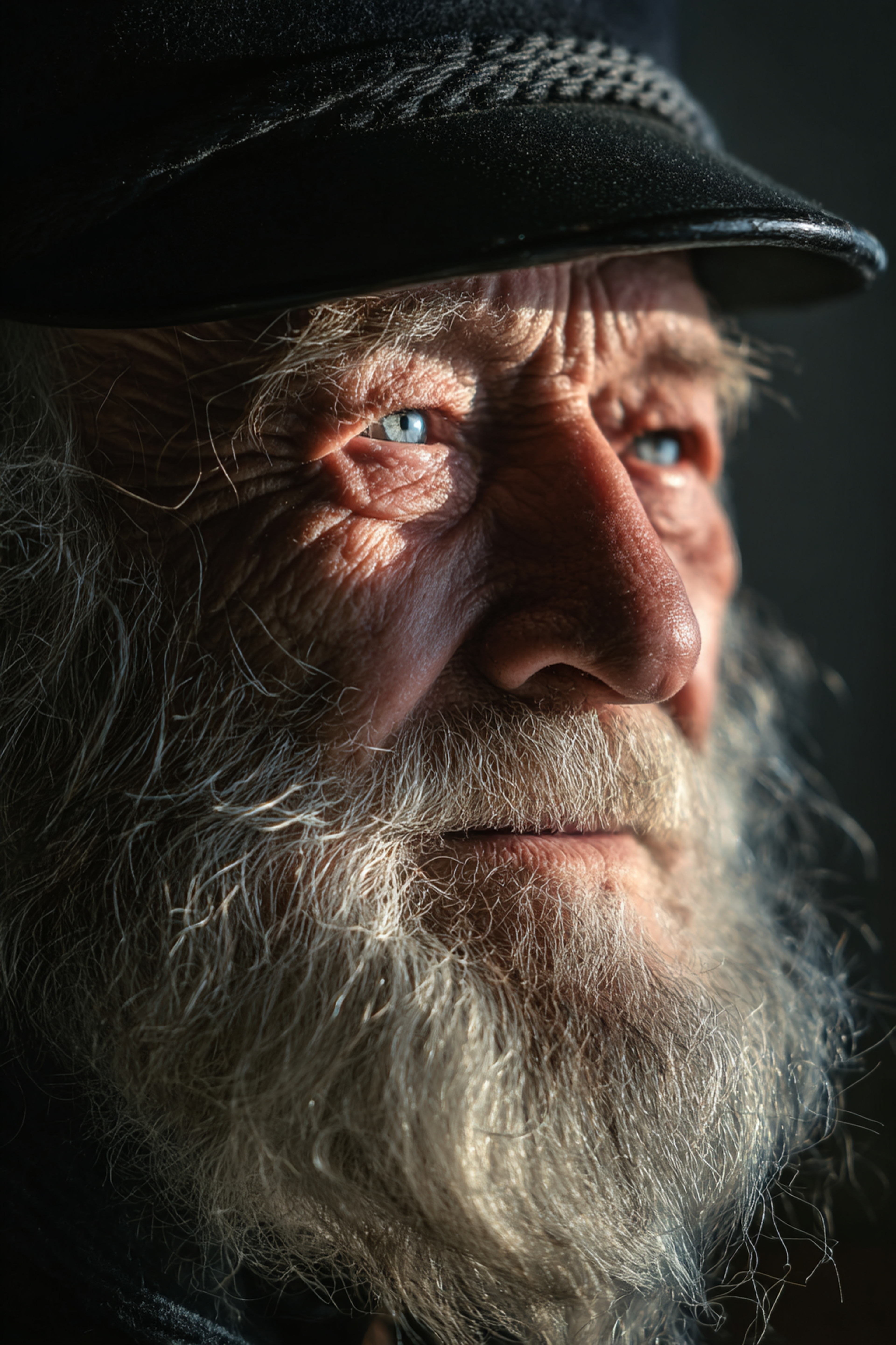 Dramatic Old Sailor Telephoto Portrait