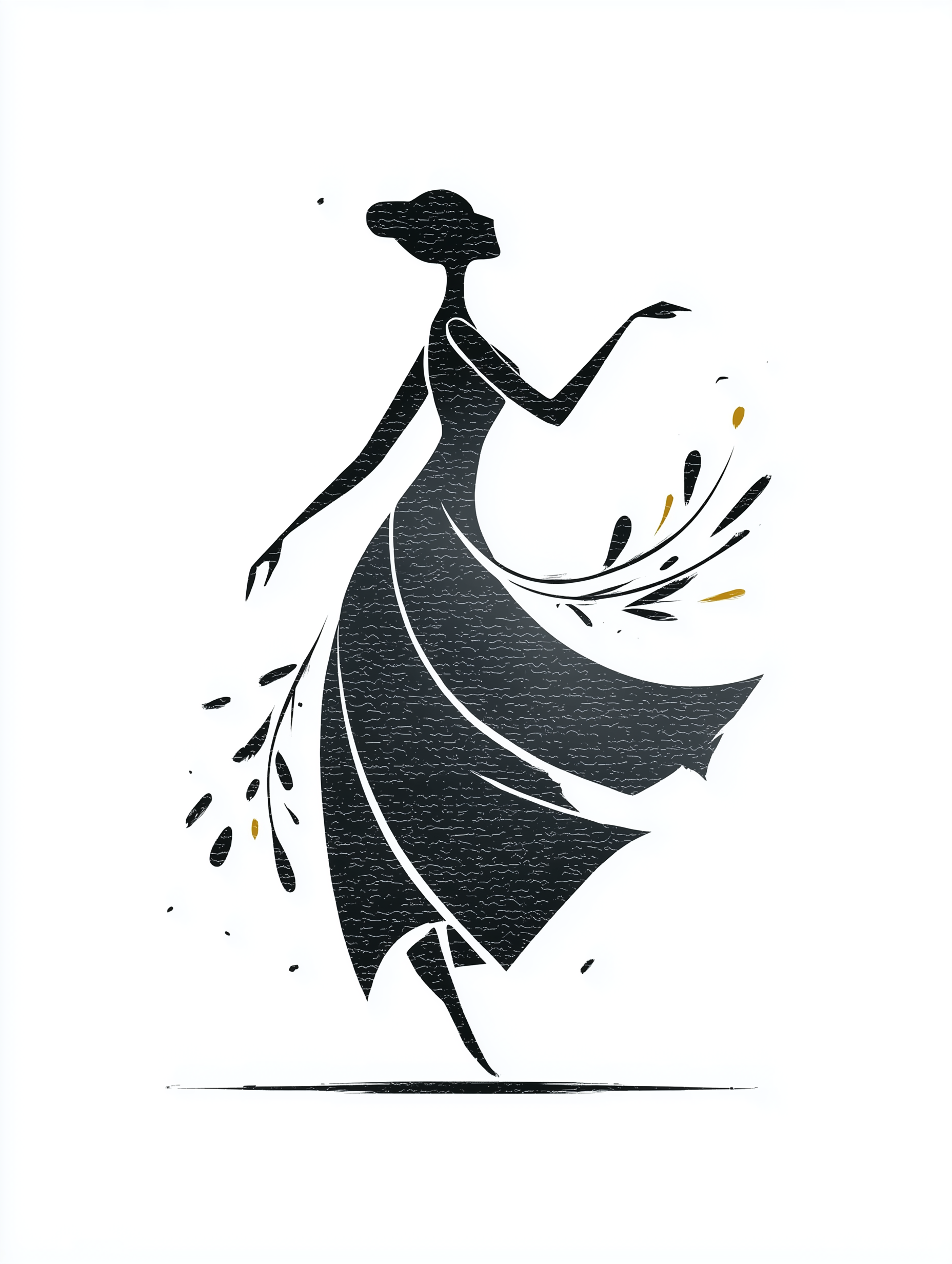 Bold Graphic Dancer with Flowing Dress Illustration
