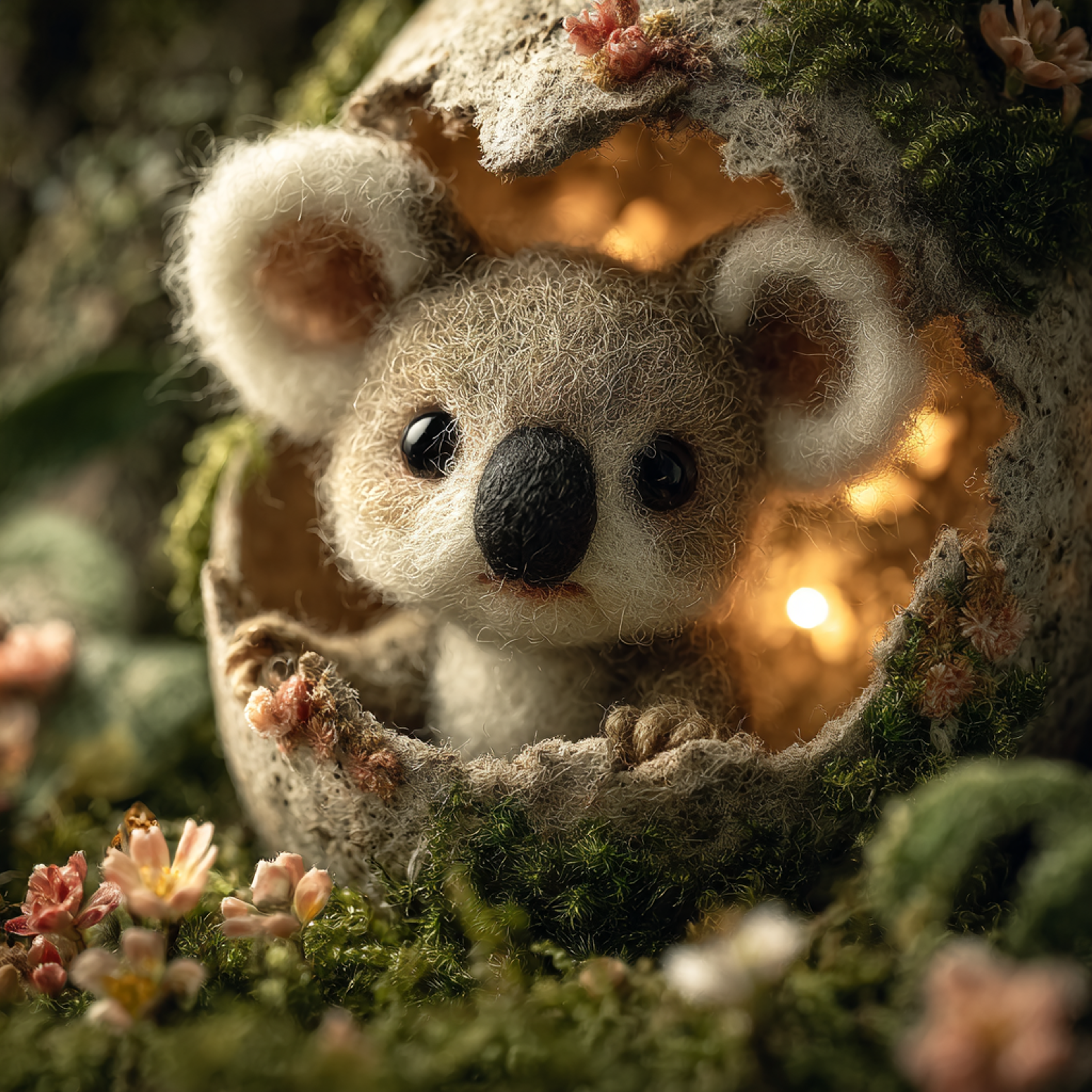Whimsical Photograph of Felted Wool Koala