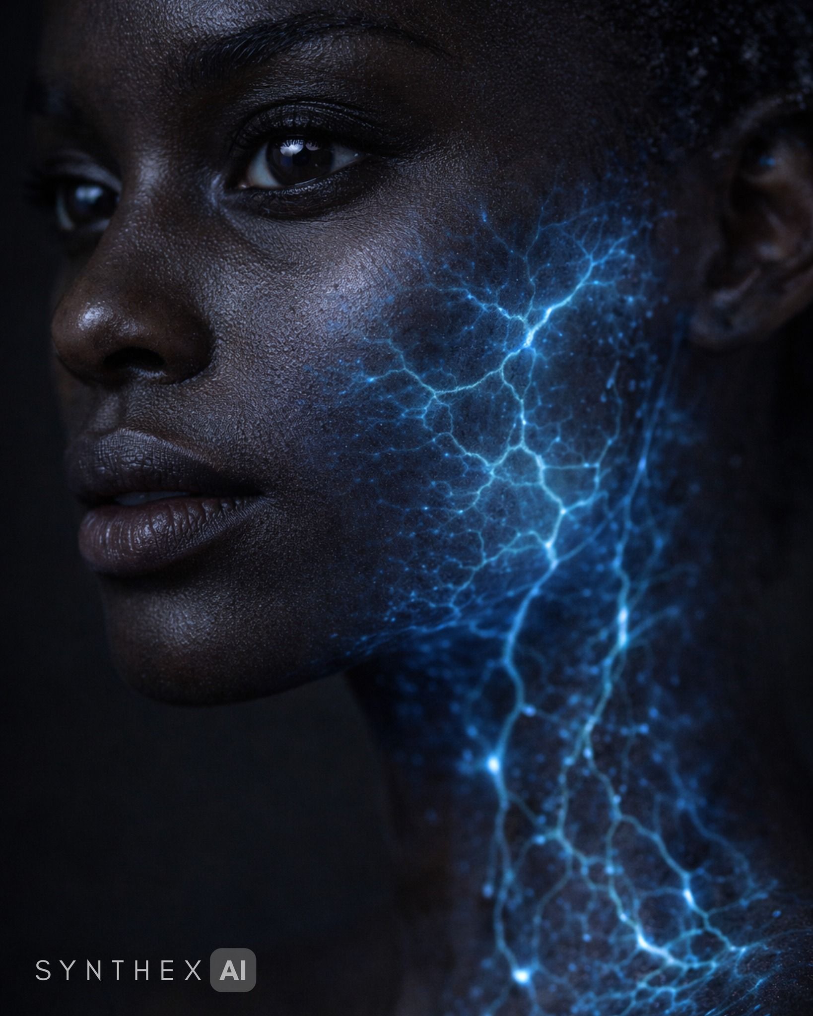 Generate Bioluminescent Vein Beauty Portraits