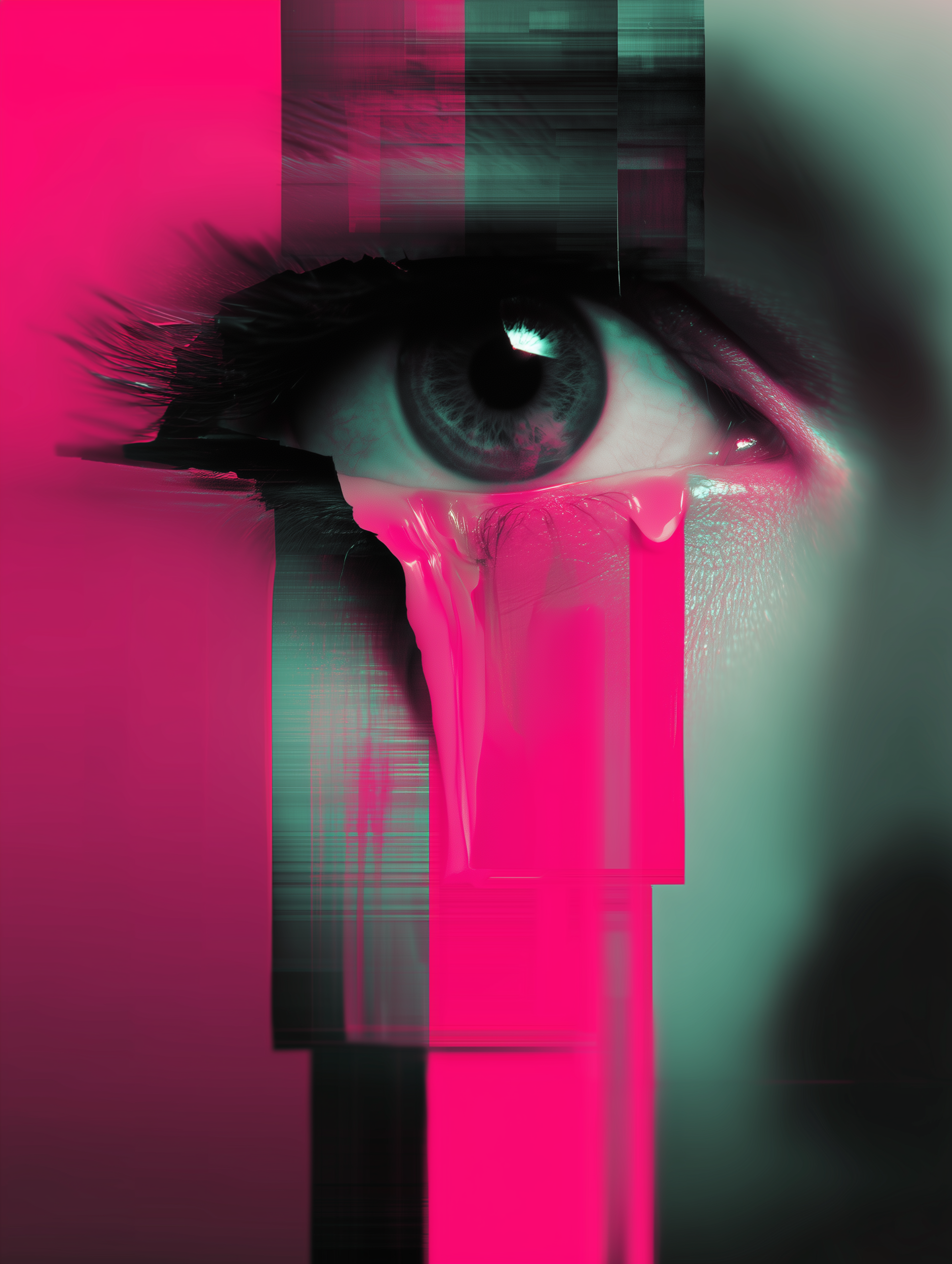 Neon Glitch Eye Artwork