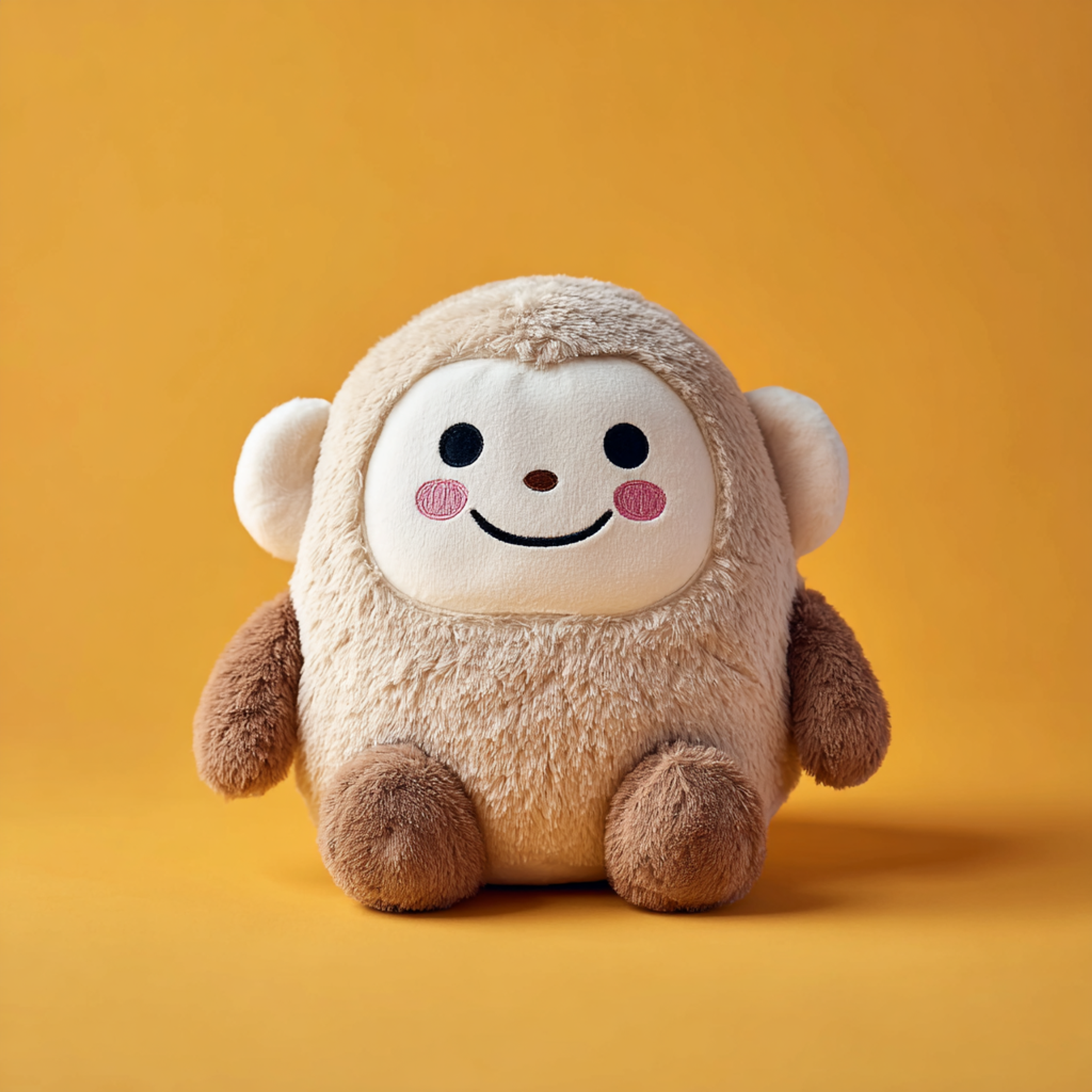 Round Kawaii Monkey Plush Product Photo