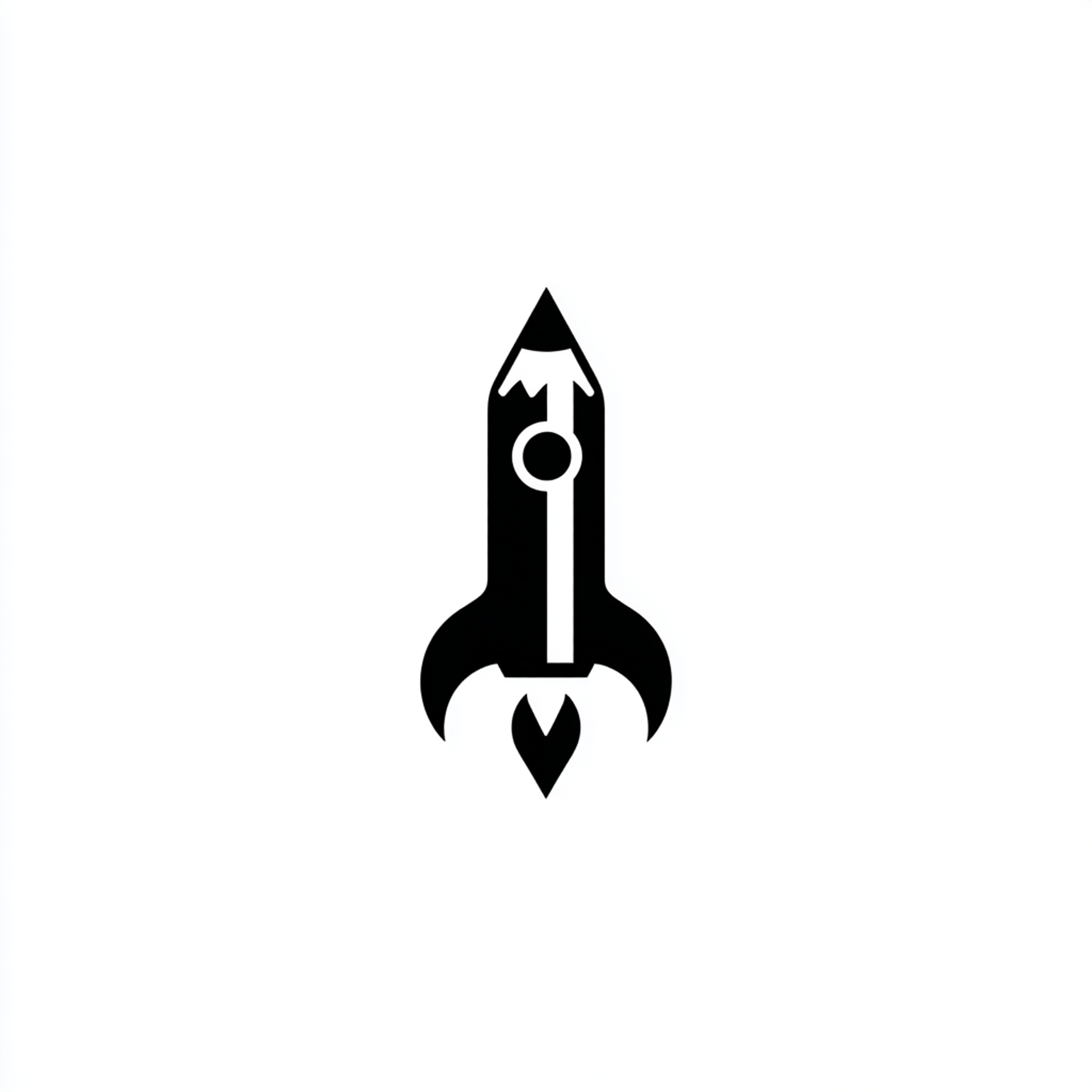 Negative Space Pencil and Rocket Ship Logo