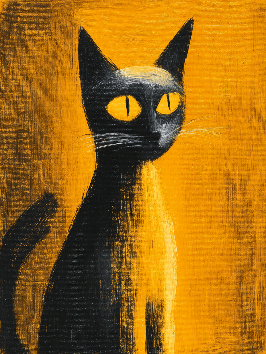 Bold Expressionist Cat Painting