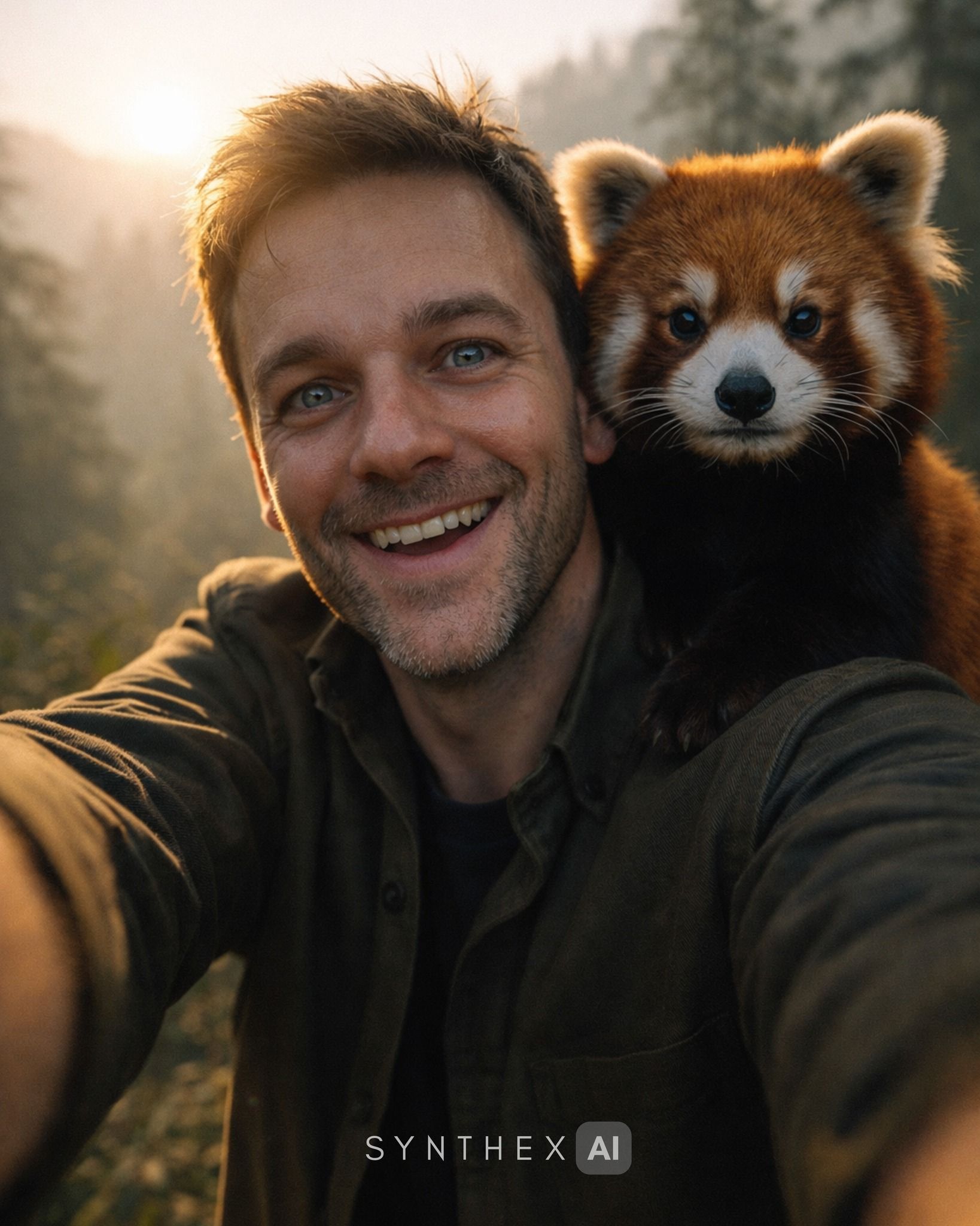 Generate Red Panda Shoulder Selfies