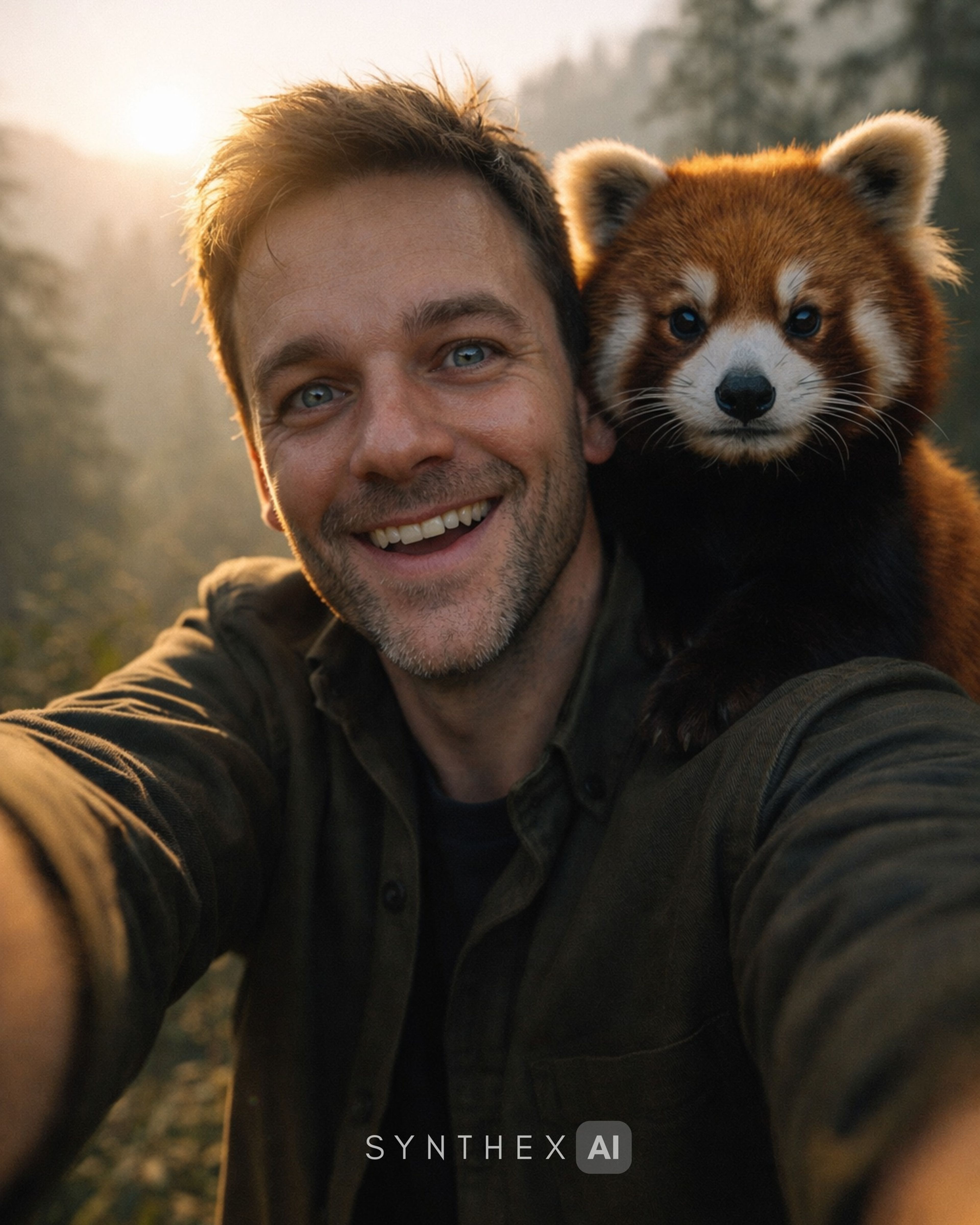 Generate Red Panda Shoulder Selfies