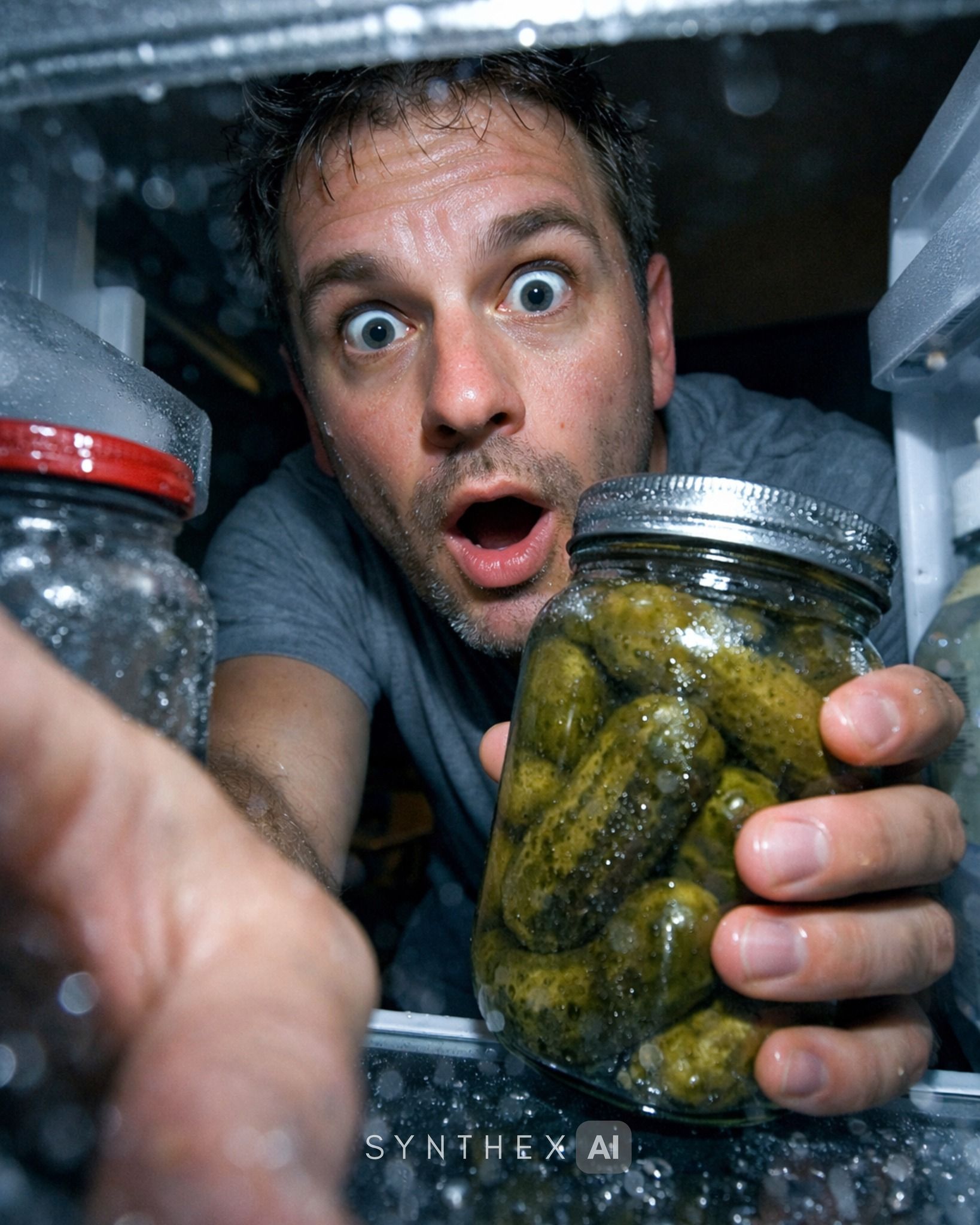 Generate Refrigerator Shelf Surprise Selfies
