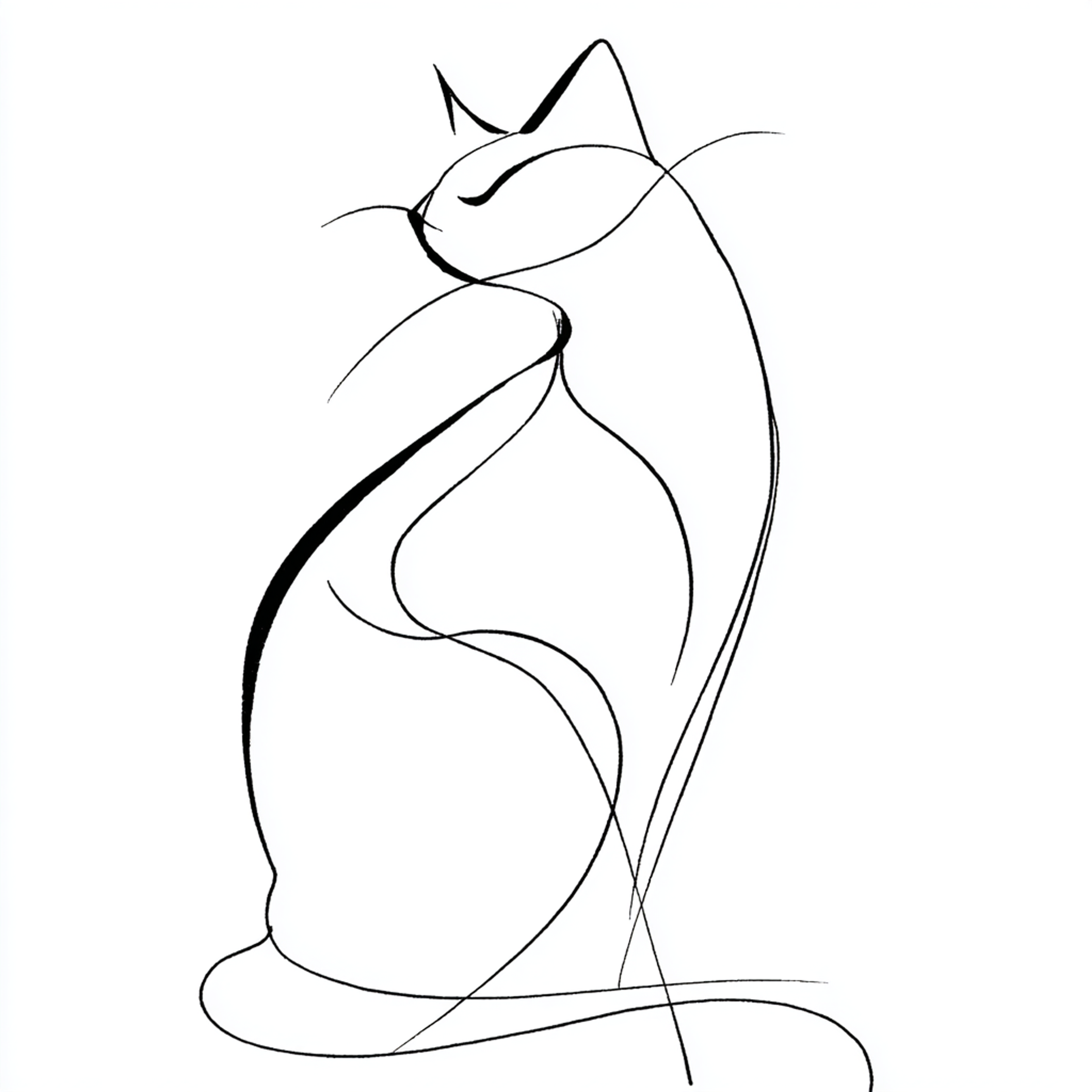 Minimalist Single Line Cat Drawing