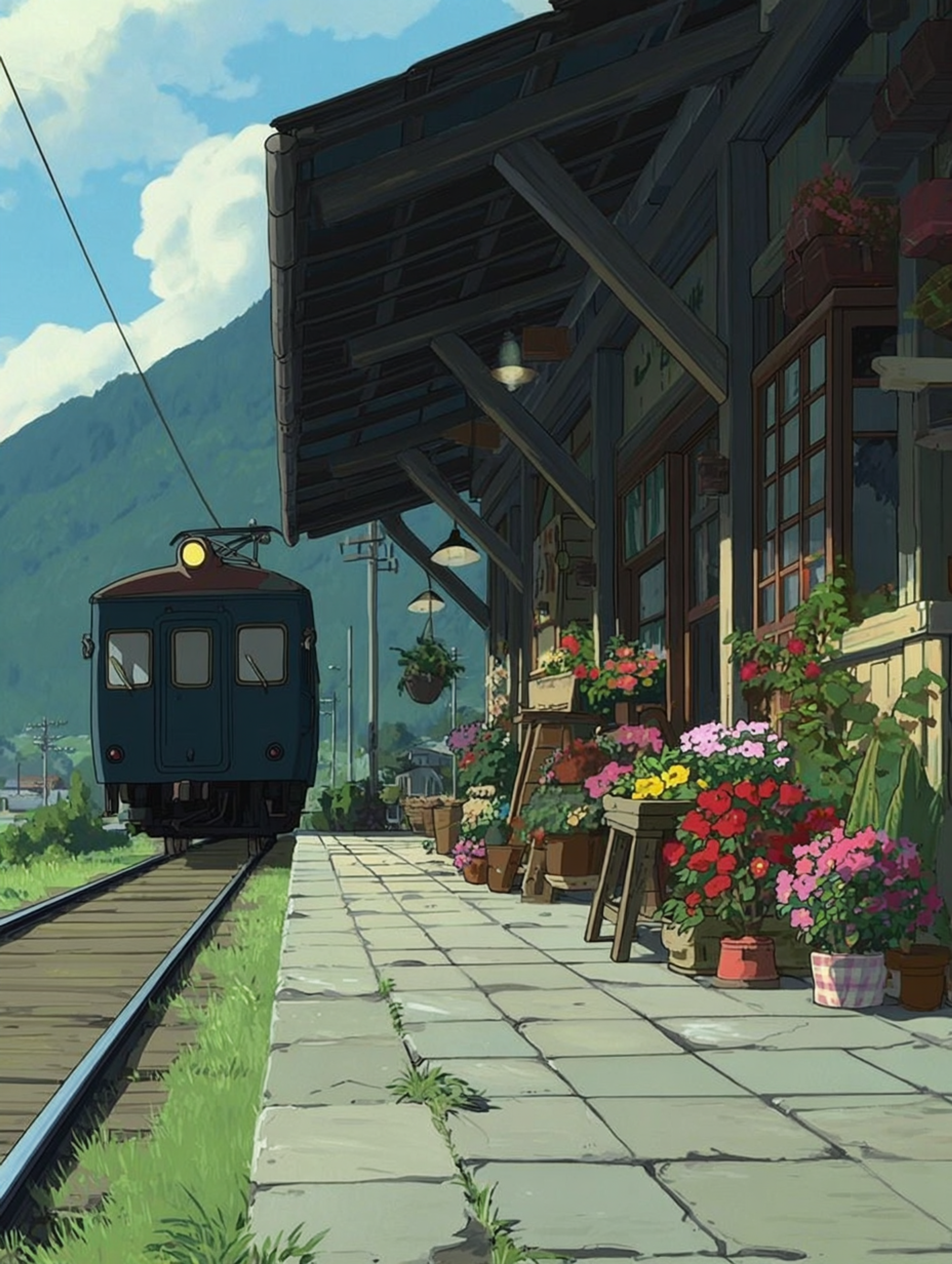 Studio Ghibli Anime Train Platform Scene