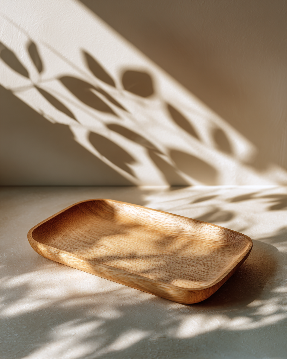 Pale Wooden Tray Product Surface Photo