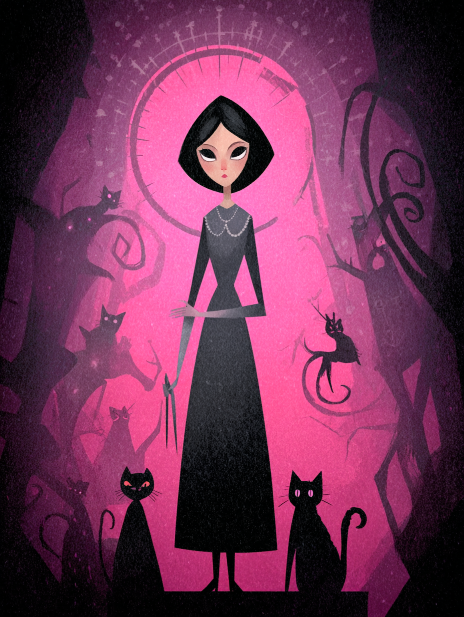 Gothic Flat Seamstress Illustration