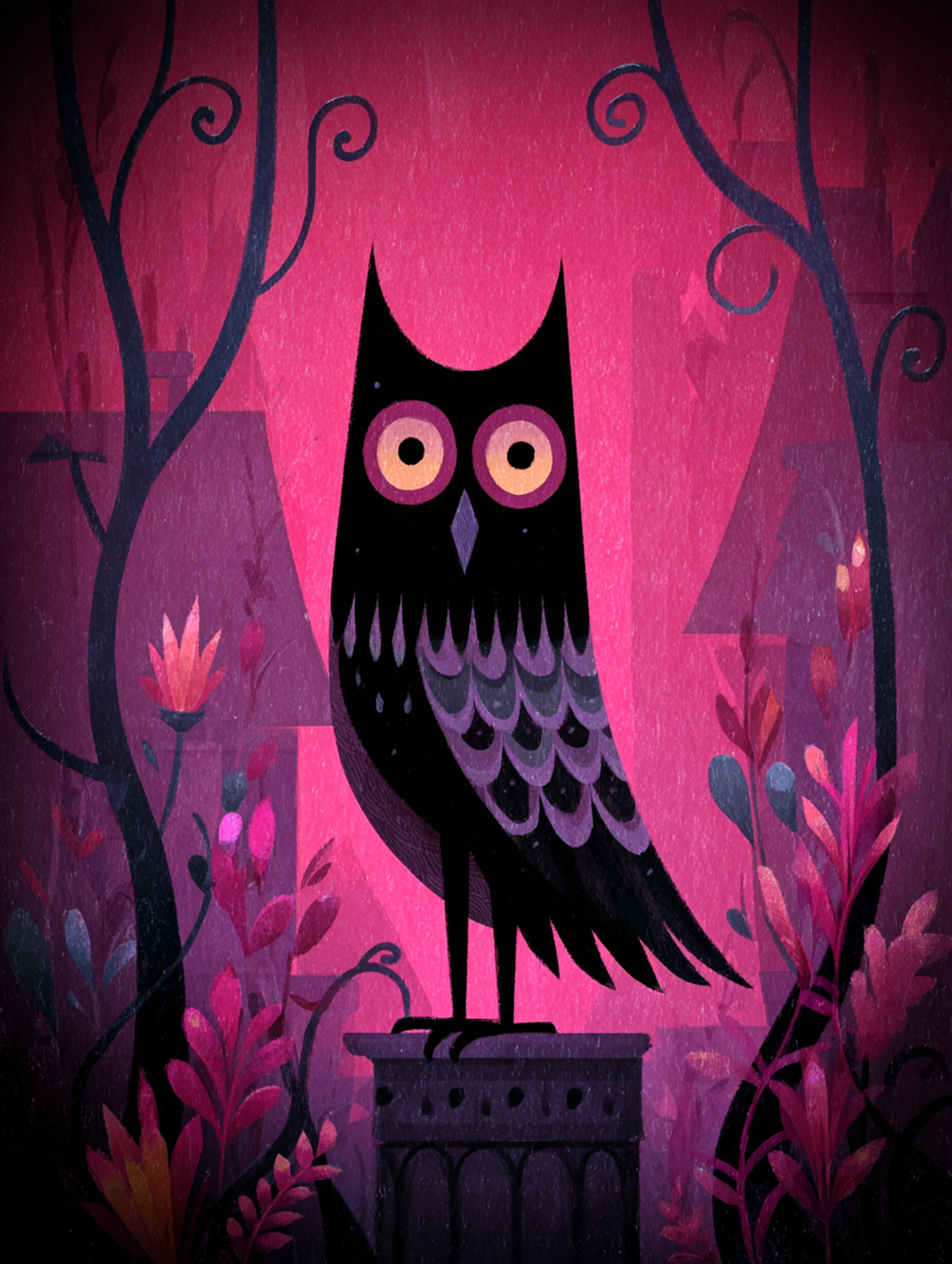 Gothic Flat Owl Illustration