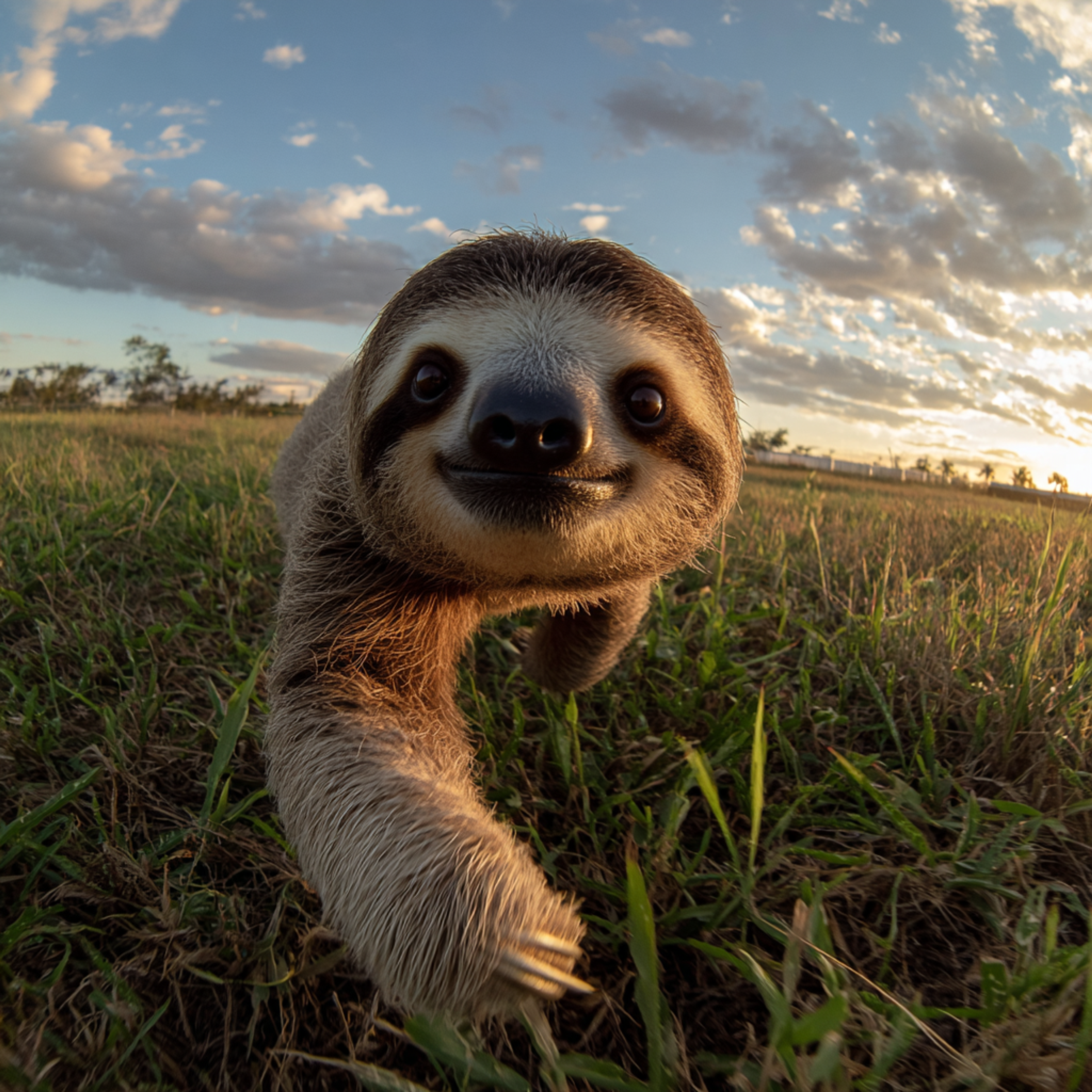 Wide Angle Running Sloth Action Photo
