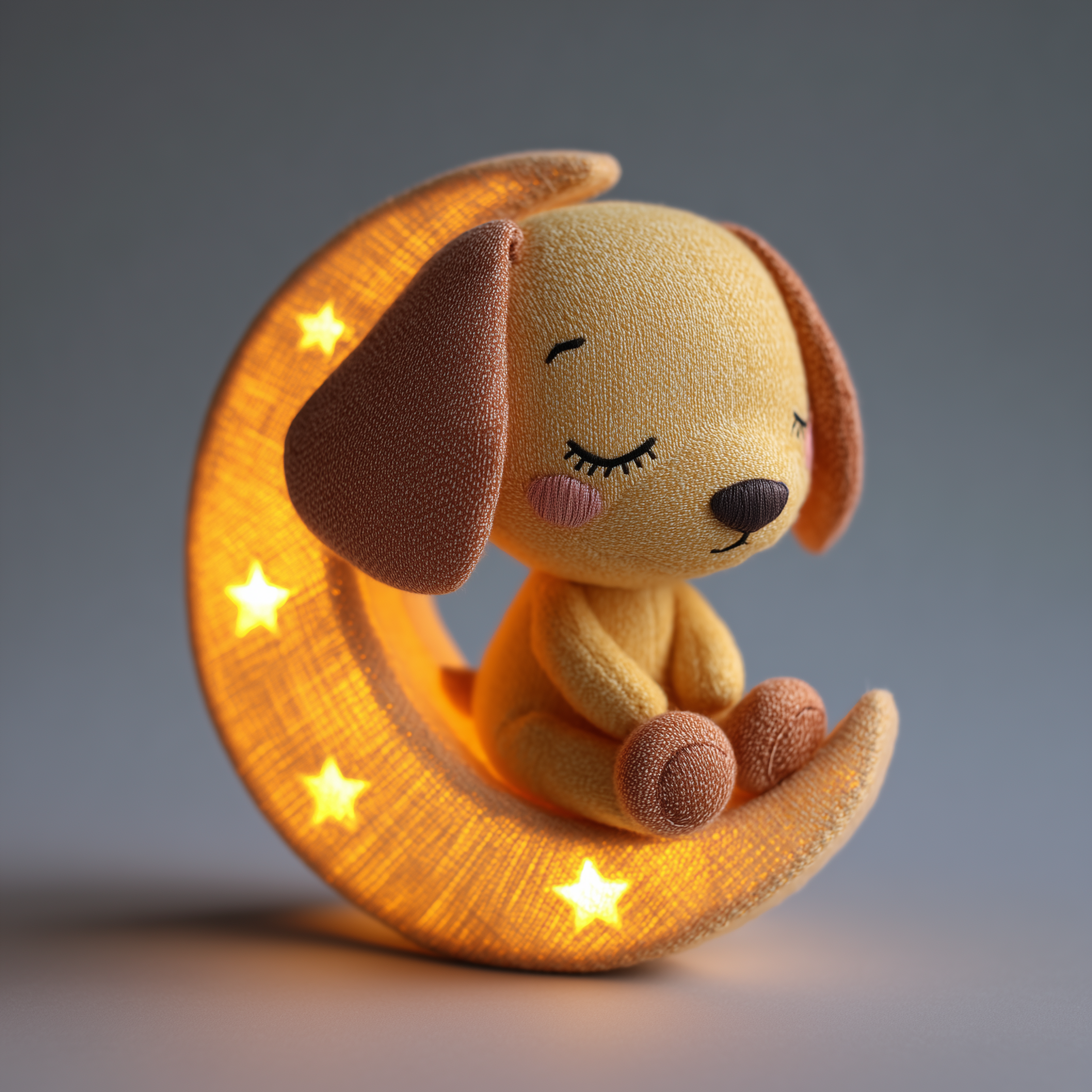 Sleepy Chibi Dog Crescent Moon Plush