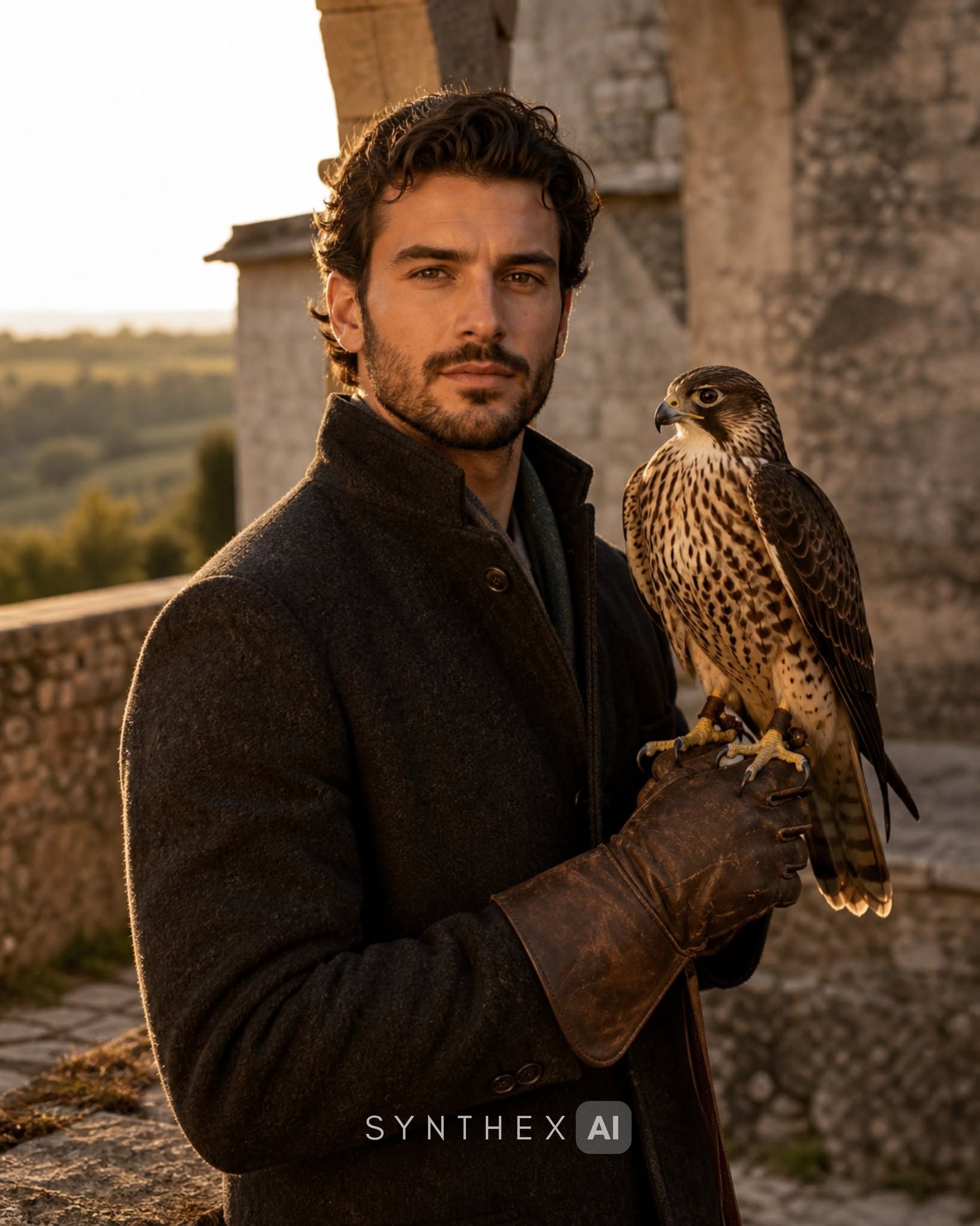 Generate Falconry Courtyard Portraits