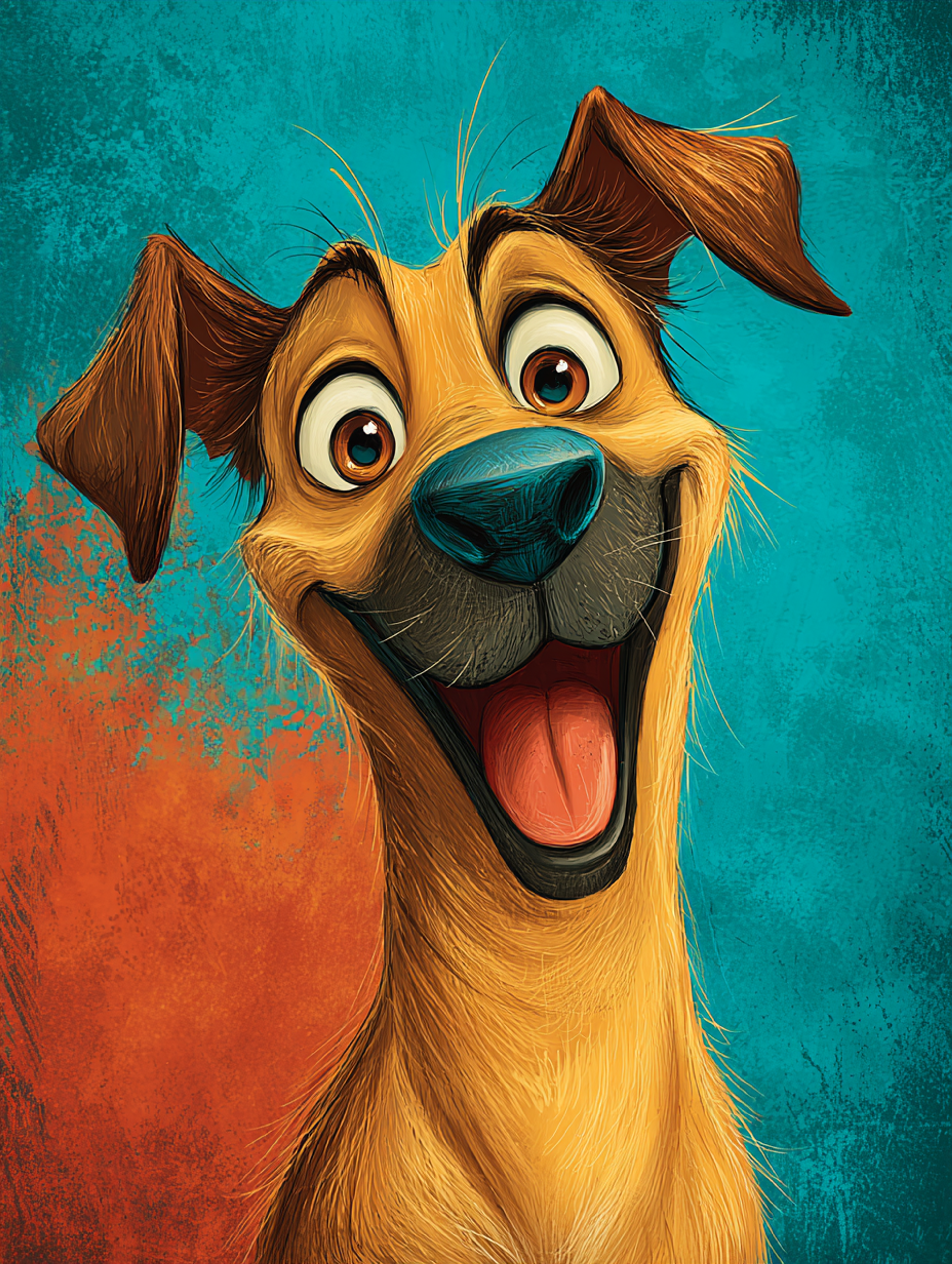 Vibrant Whimsical Happy Dog Illustration