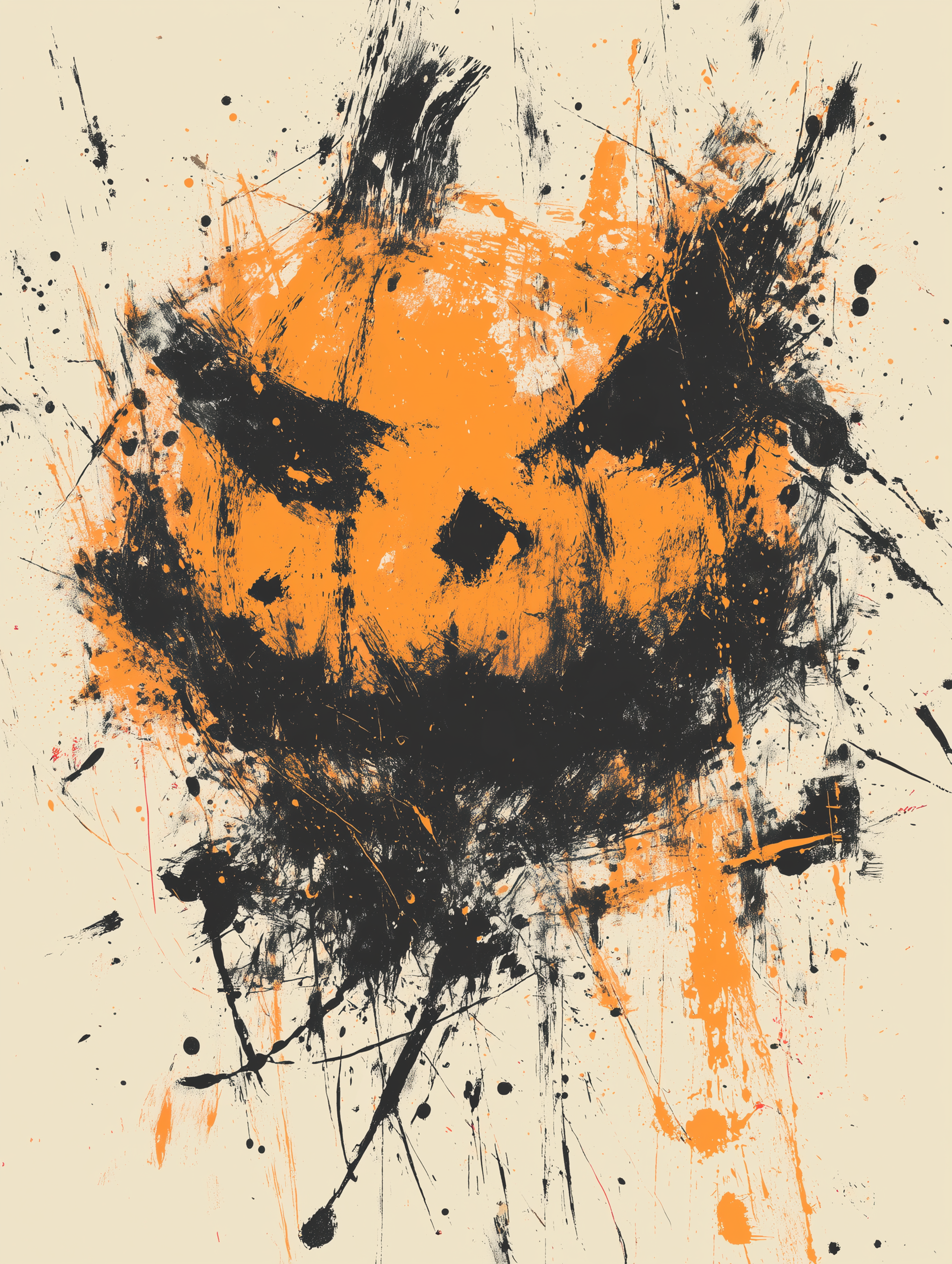 Paint Splatter Jack O Lantern with an Existential Crisis Face Graphic