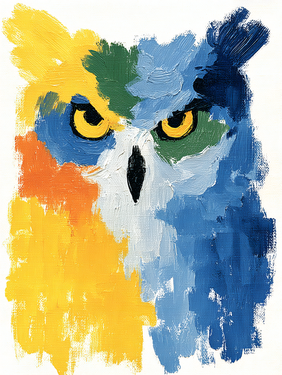 Abstract Expressionist Owl Painting