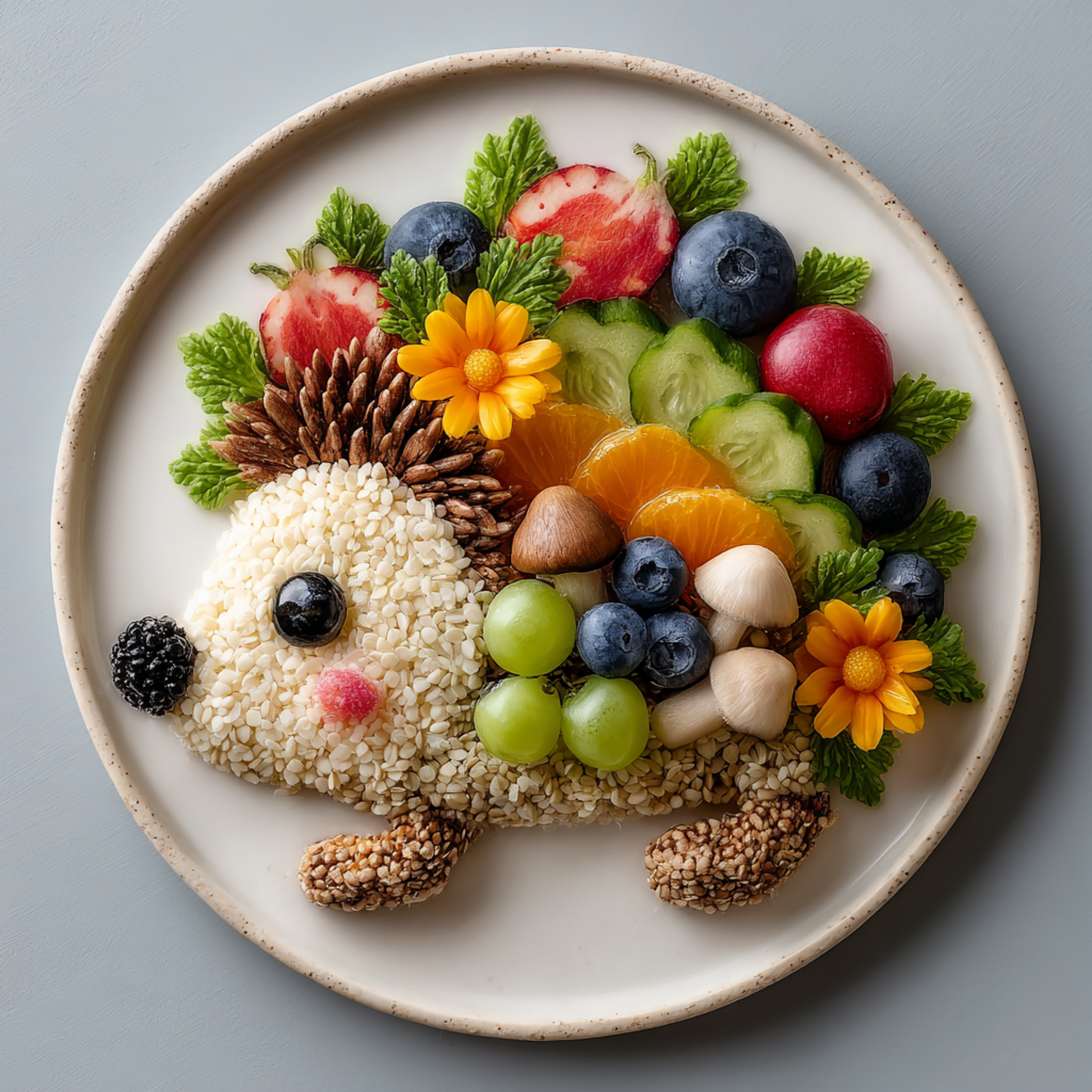 Cute Hedgehog Food Art Plate