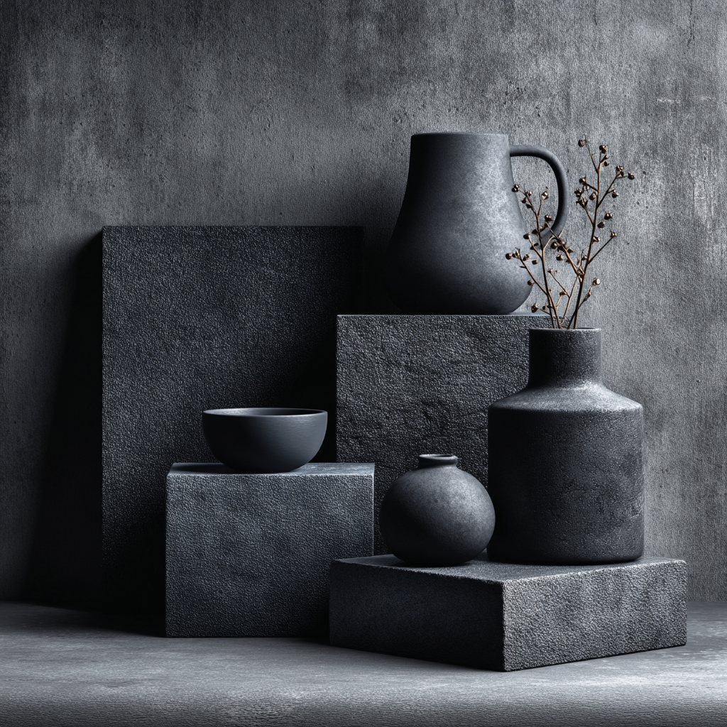 Monochrome Charcoal Black Editorial Still Life