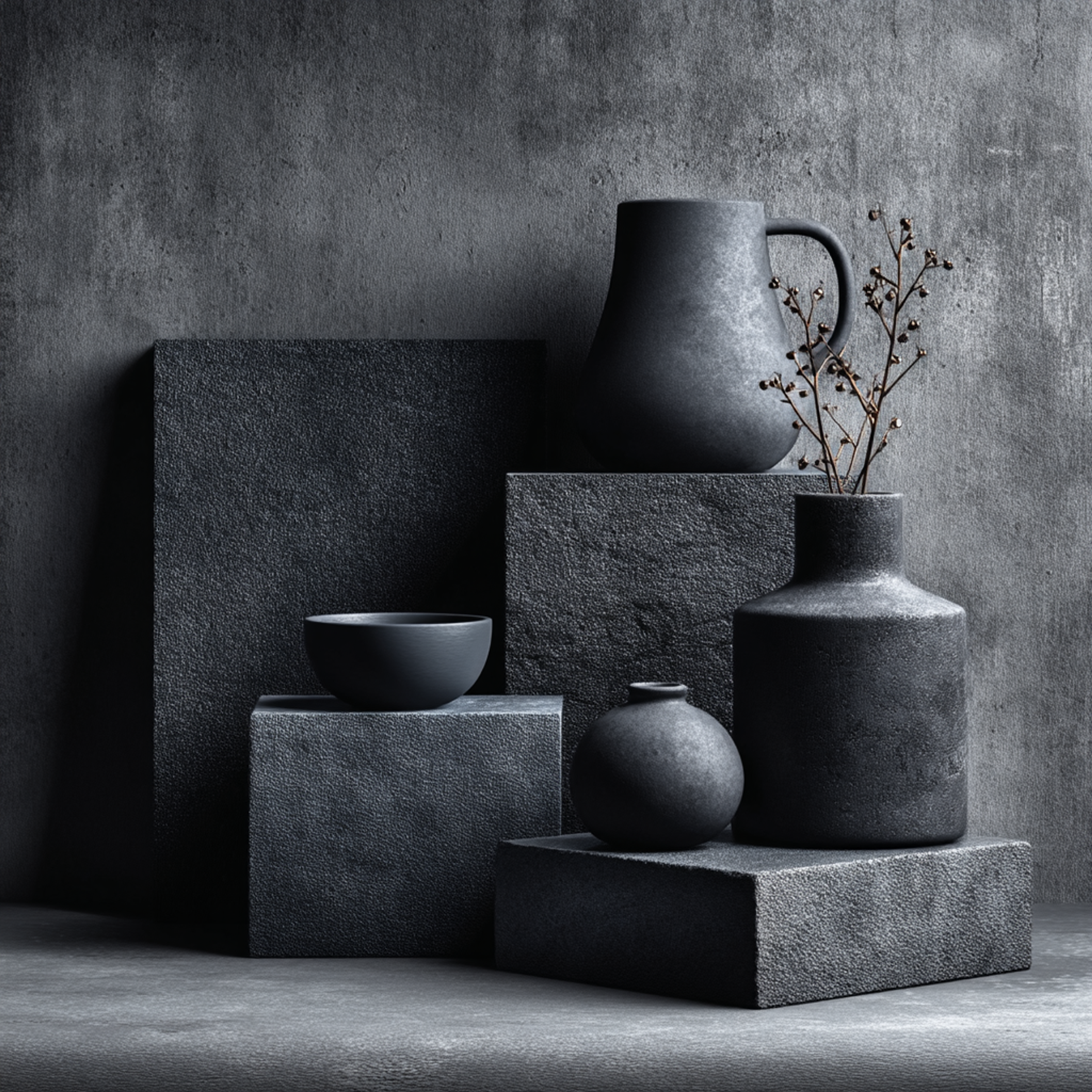 Monochrome Charcoal Black Editorial Still Life