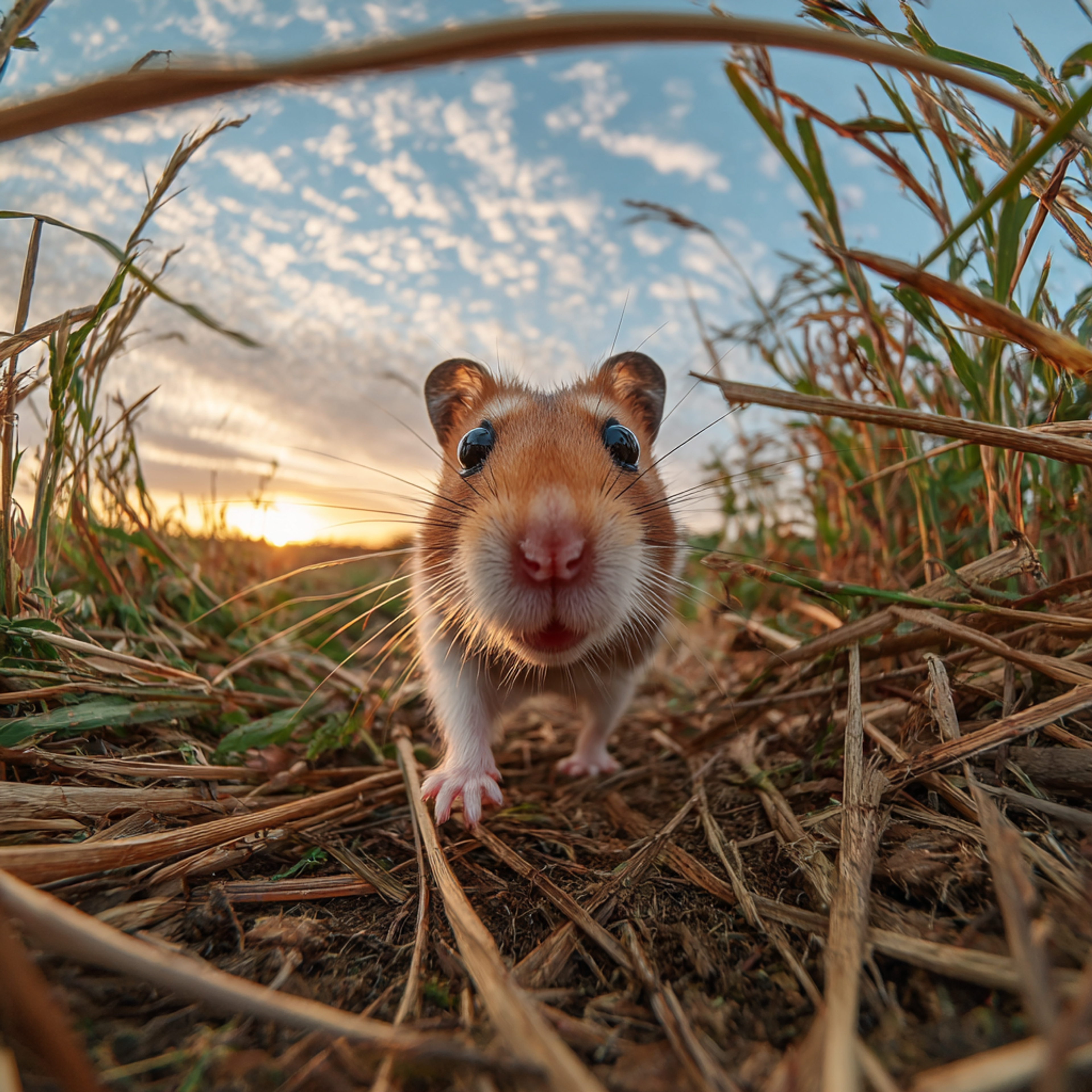 Wide Angle Running Hamster Action Photo