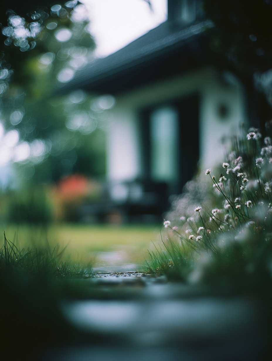 Dreamy Bokeh Lonely House in Distance Photo