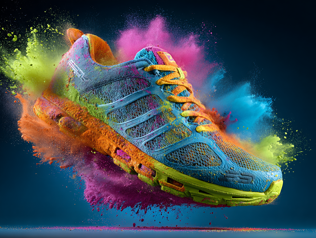 Dynamic High-tech Running Shoe Commercial Product Photo