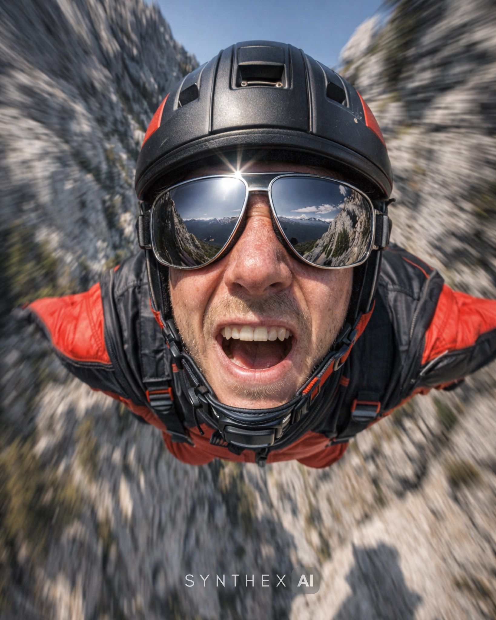 Generate Wingsuit Mountain Selfies