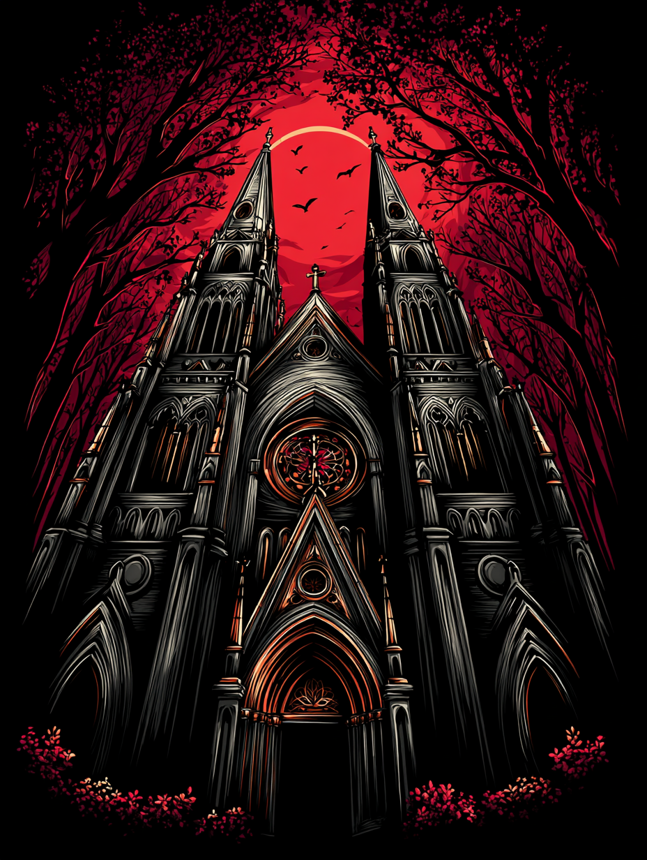 Dark Fantasy Cathedral Illustration