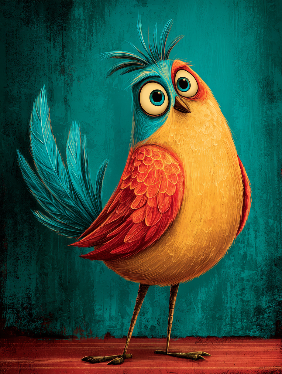Vibrant Whimsical Bird Illustration