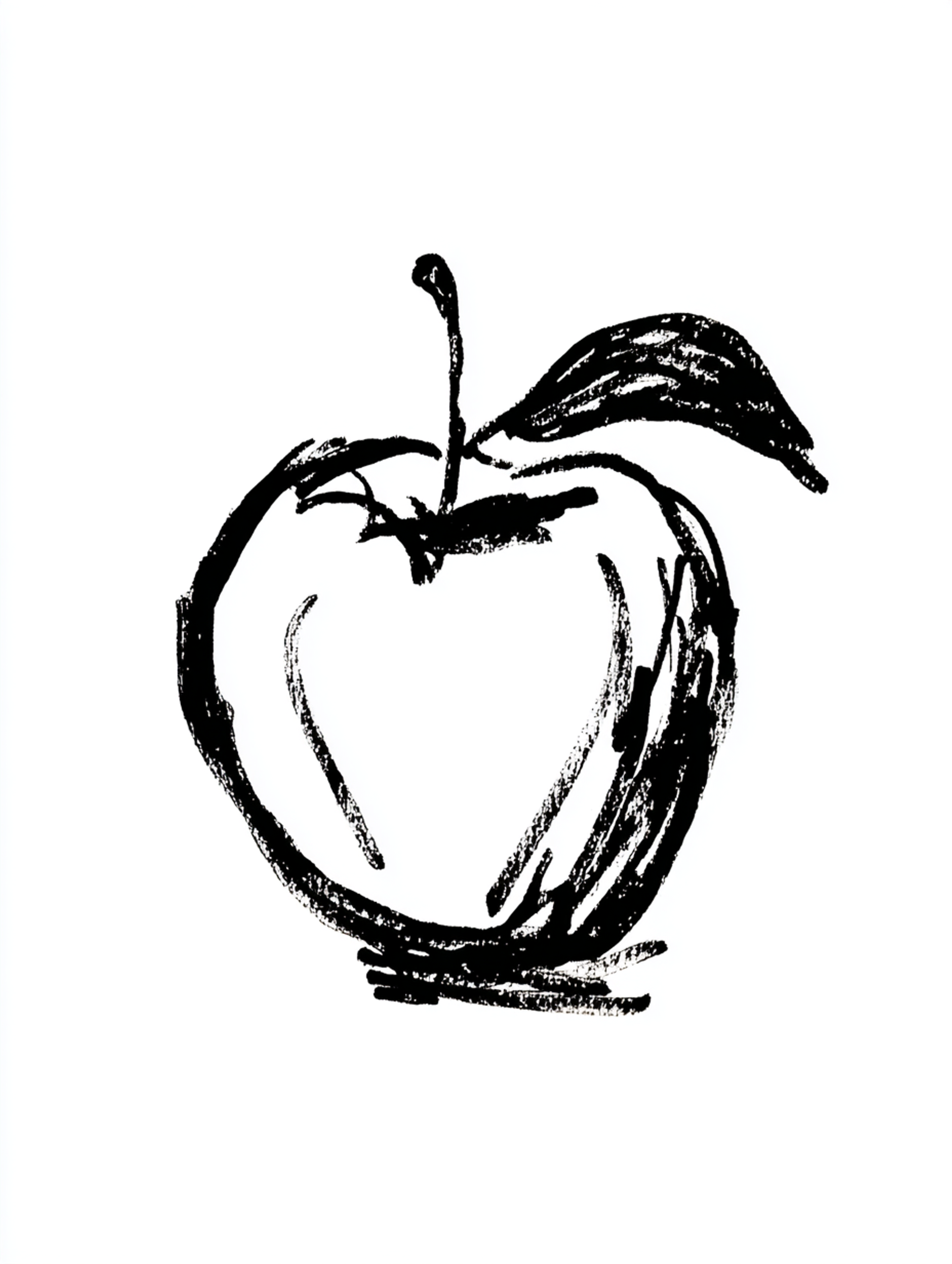 Rough Black Marker Single Apple Sketch