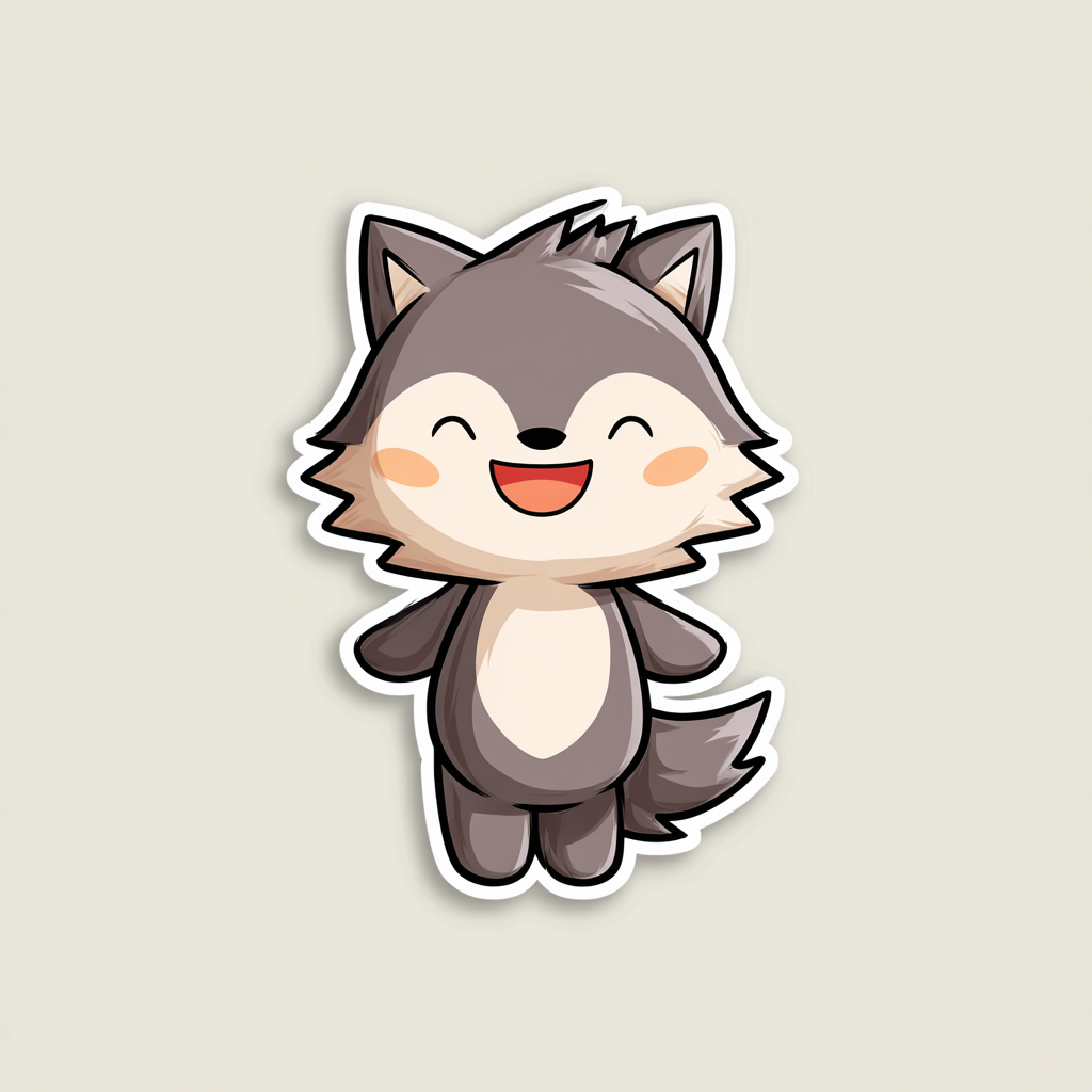 Chibi Baby Wolf Die Cut Sticker
