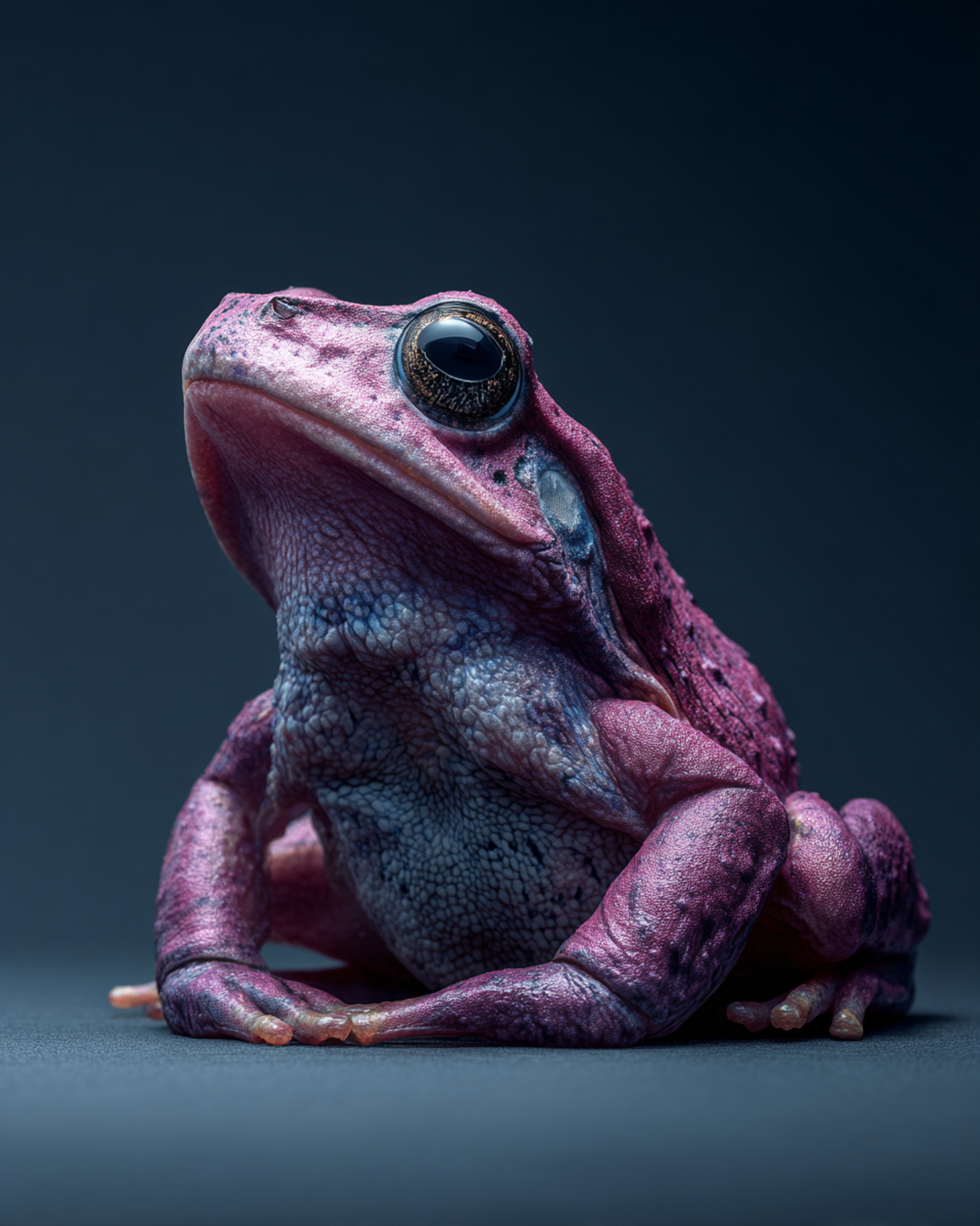 Hyperrealistic Purple Frog Macro Portrait