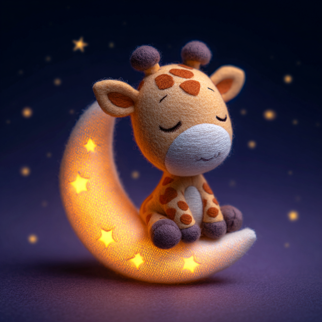 Sleepy Chibi Giraffe Crescent Moon Plush Composition 2