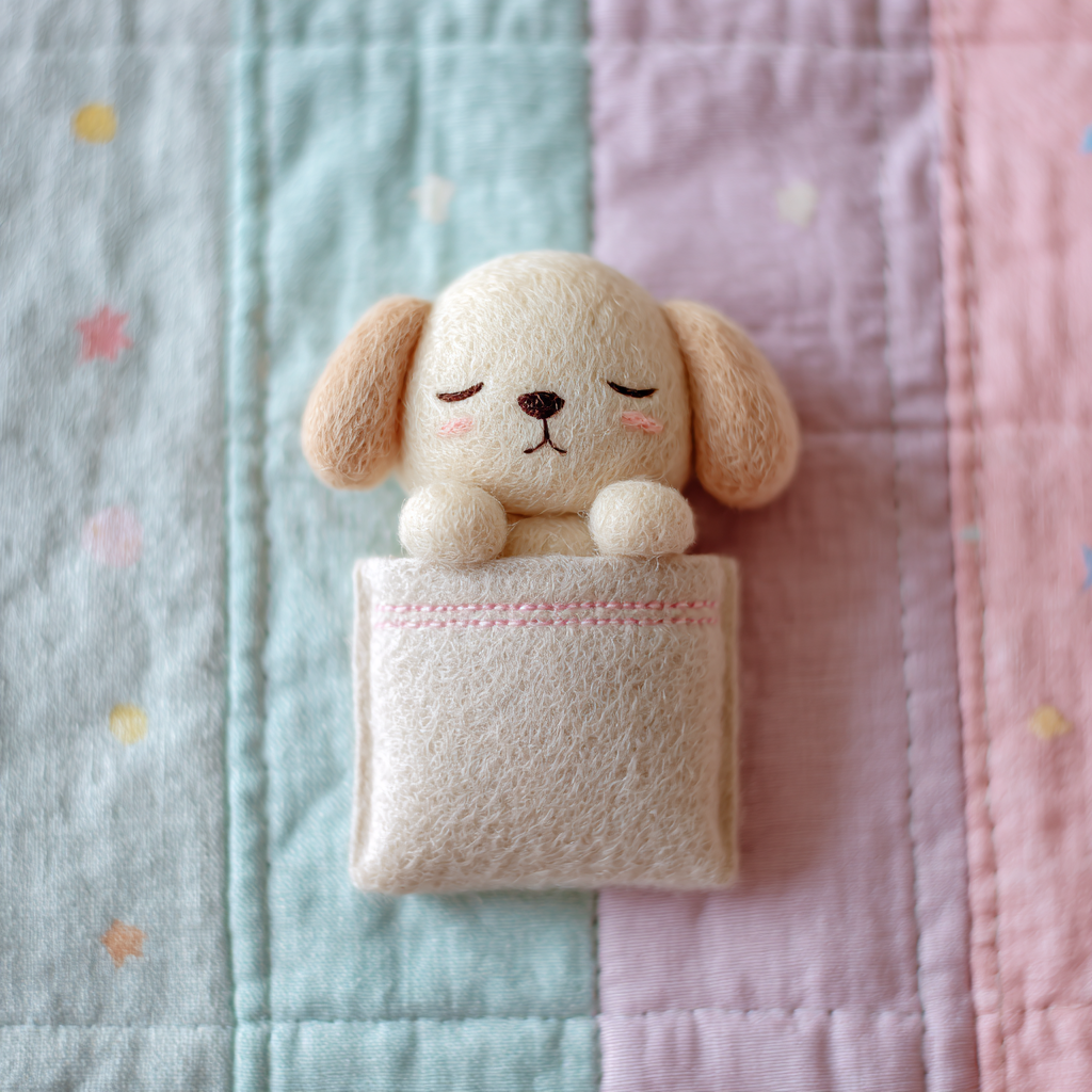 Tiny Sleeping Plush Dog Front View Plush Toy