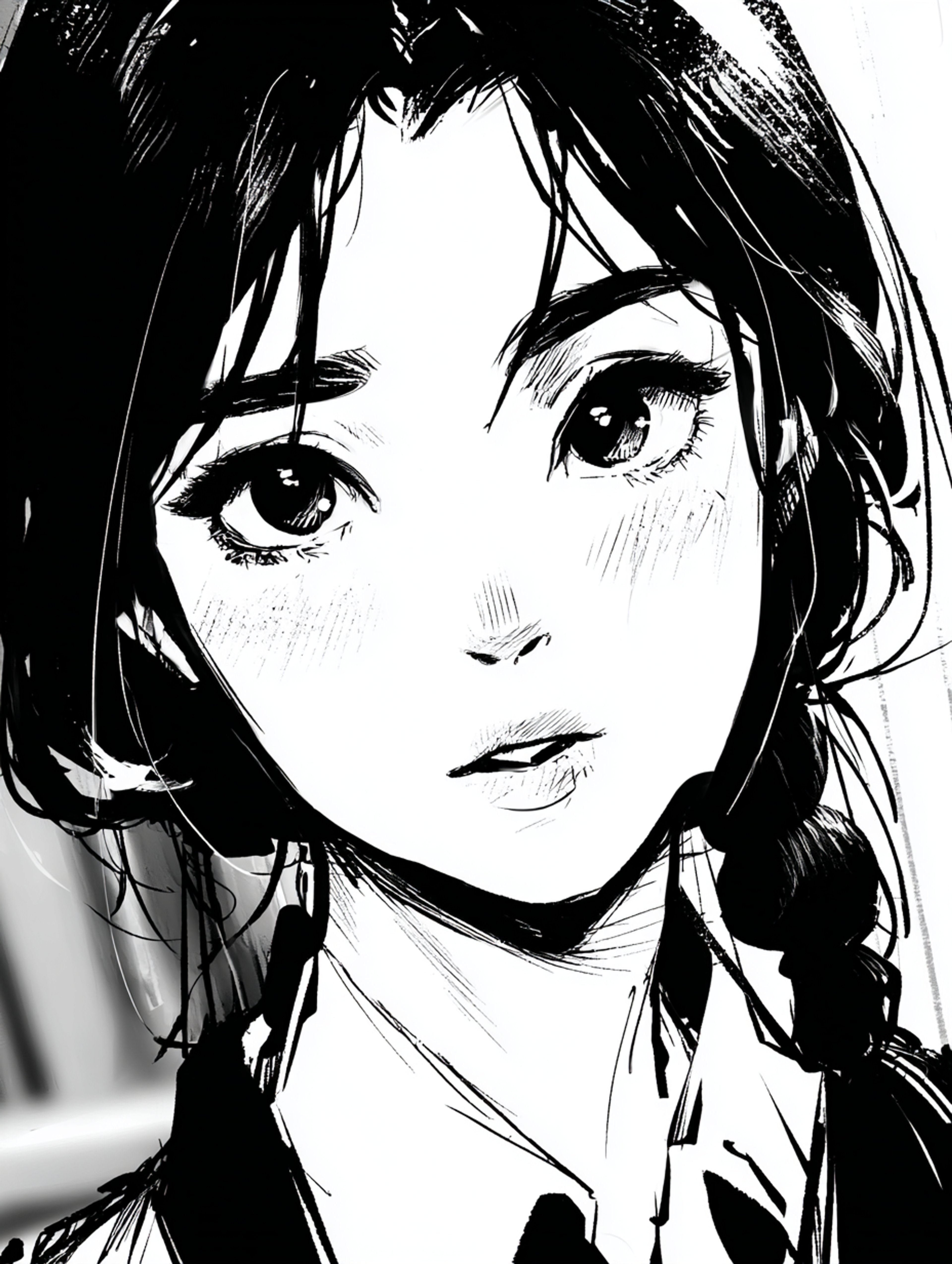 High-Contrast Manga Student Illustration