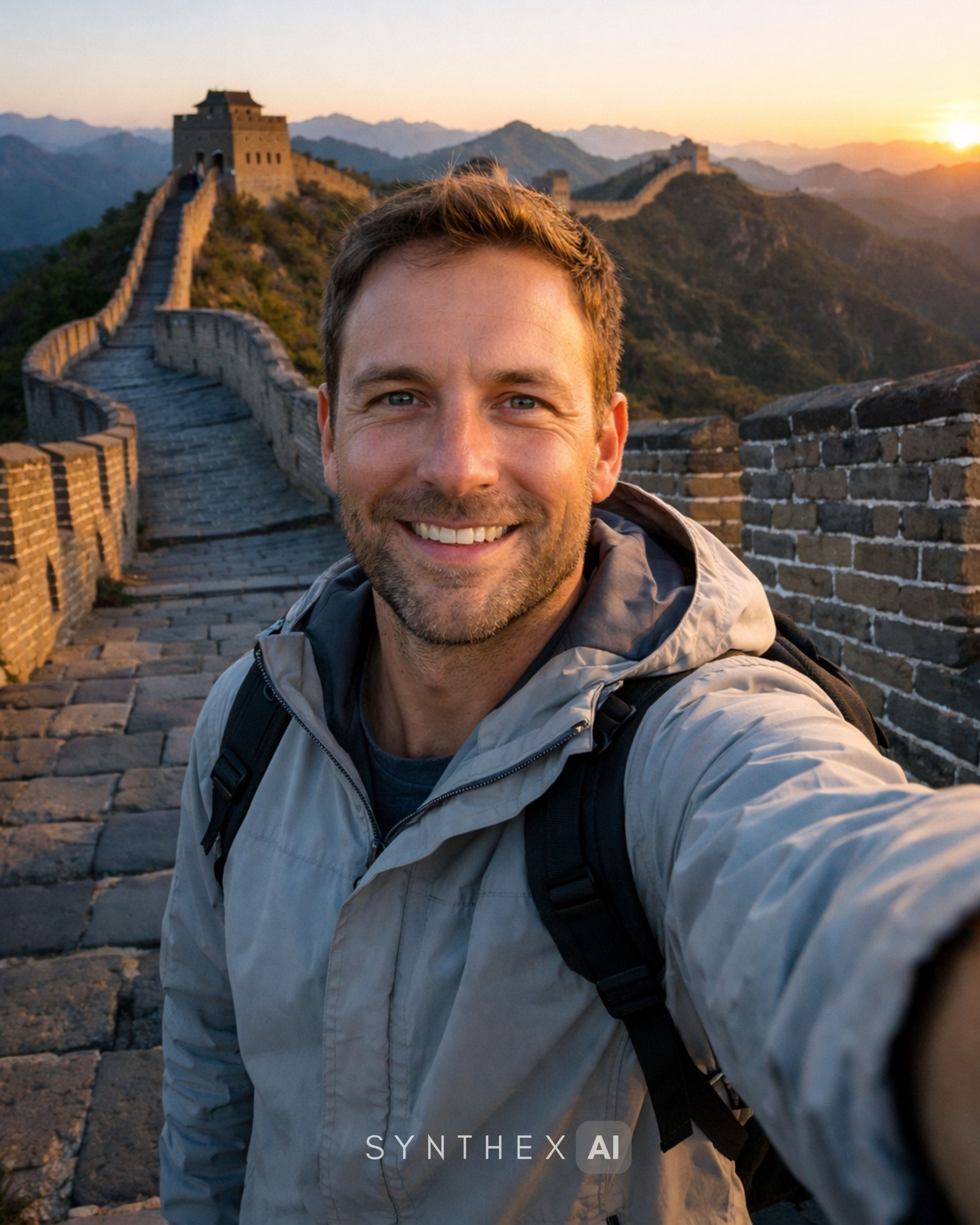 Generate Great Wall Dawn Selfies