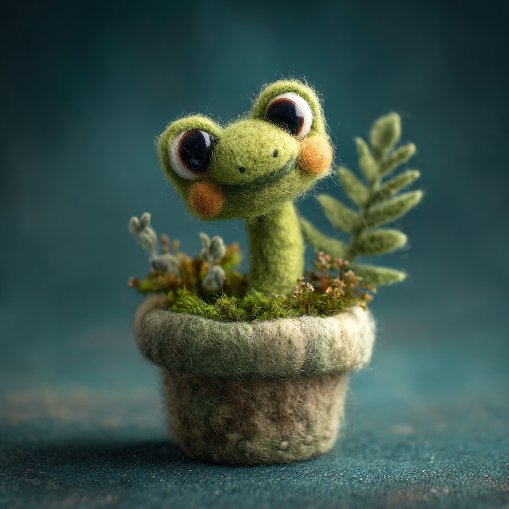 Cute Felted Snake Handmade Pot Photo
