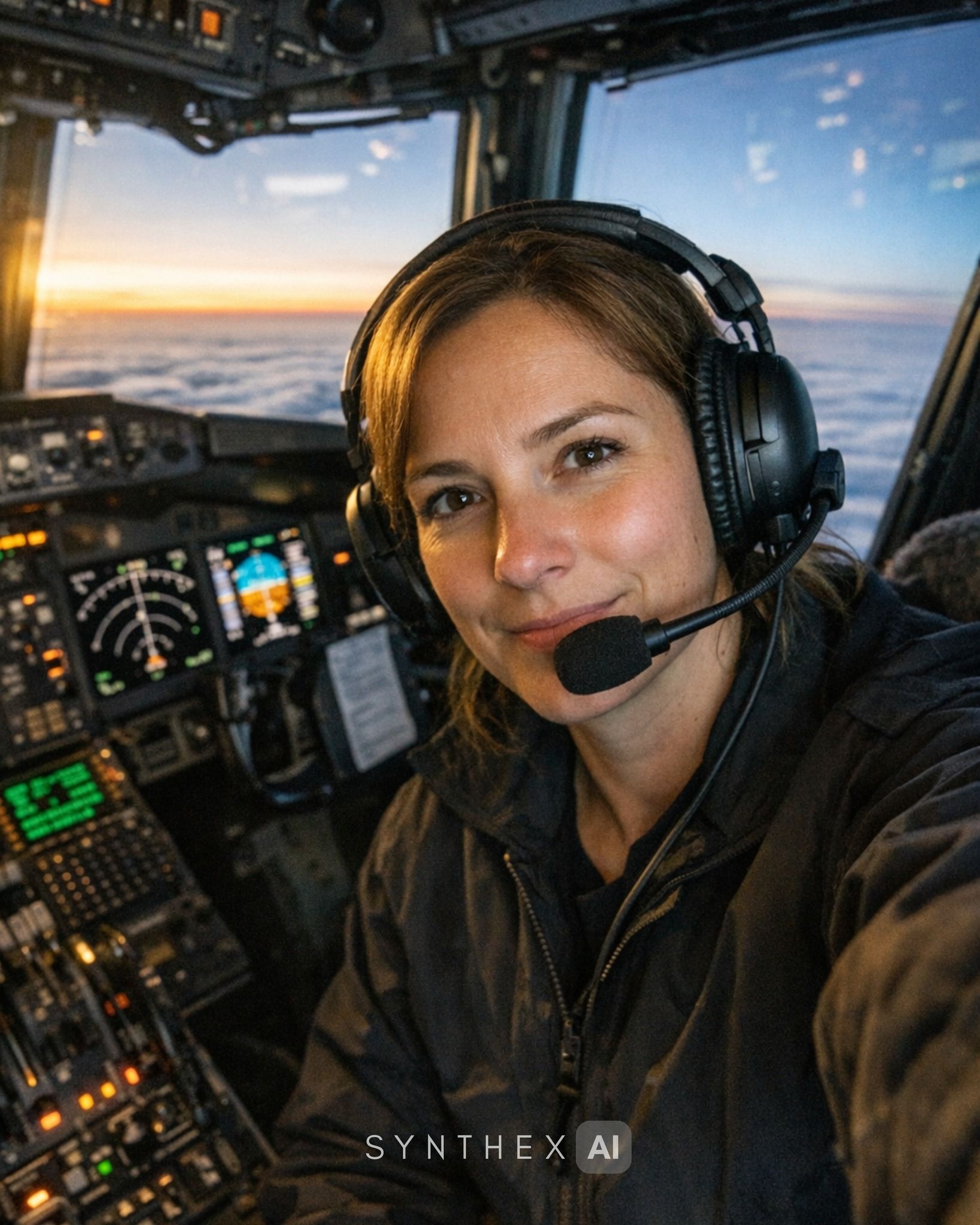 Generate Cargo Plane Cockpit Selfies